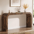 70.8" Console Table, Solid Wood Sofa Table with Curved Corners