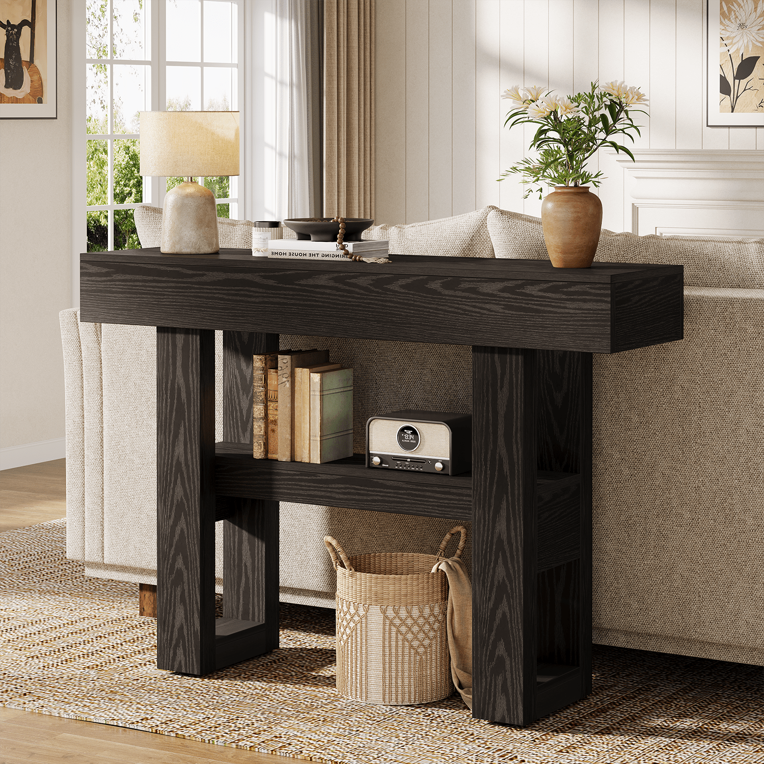 Tribesigns 41.34" Console Table, Rustic 2-Tier Storage for Entryway and Living Room