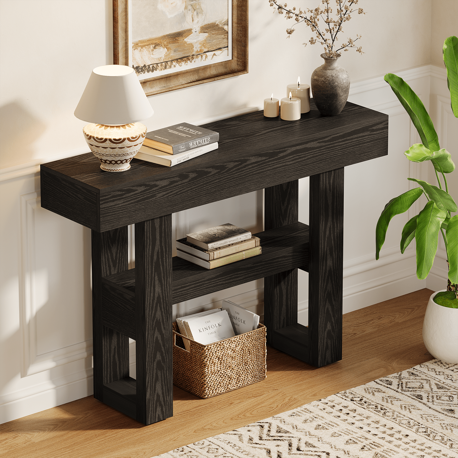 Tribesigns 41.34" Console Table, Rustic 2-Tier Storage for Entryway and Living Room