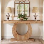 63" Console Table, Rustic Sofa Table Entryway Table with Circle Base
