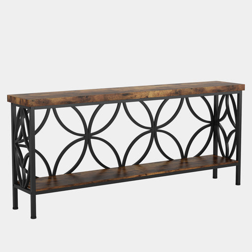 2-Tier Console Table, 70.9" Industrial Sofa Table Behind Couch Tribesigns