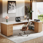 85.8" L-Shaped Executive Desk, Desk with File Drawers