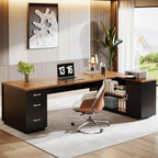85.8" Executive Desk, L - Shaped Office Desk Computer Desk with File Drawers Tribesigns