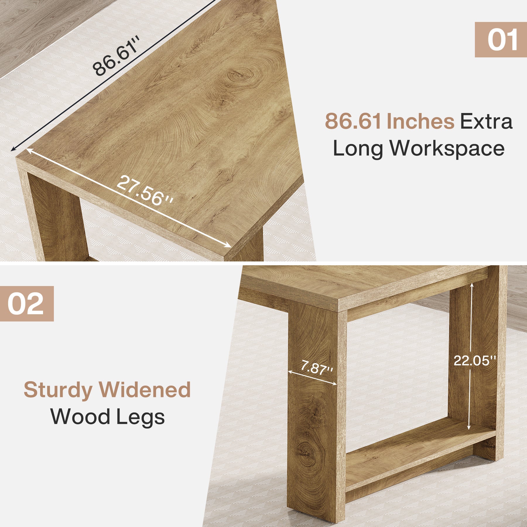 86" Two Person Desk, Long Computer Desk Conference Table