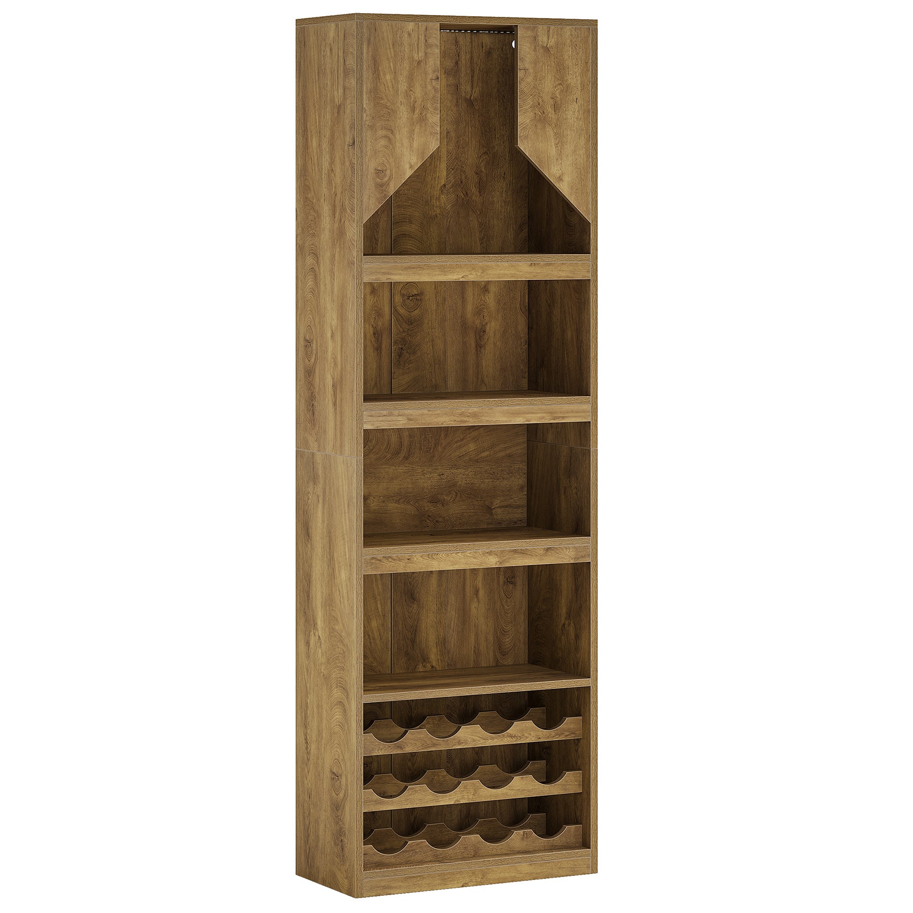 86.6" Wine Bar Cabinet, Farmhouse Home Bar Liquor Cabinet with with Stripe Light