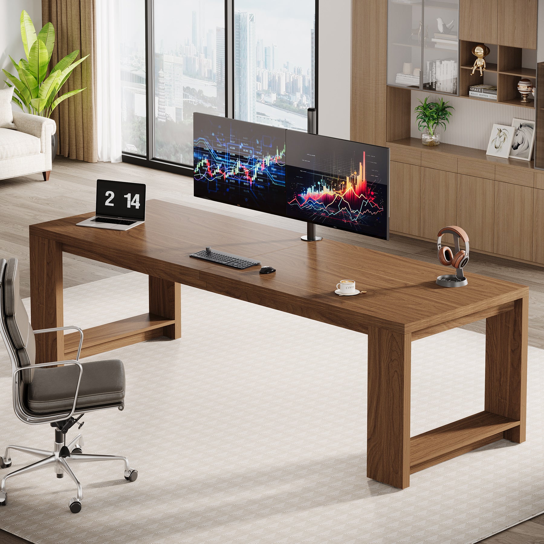 86" Two Person Desk, Long Computer Desk Conference Table