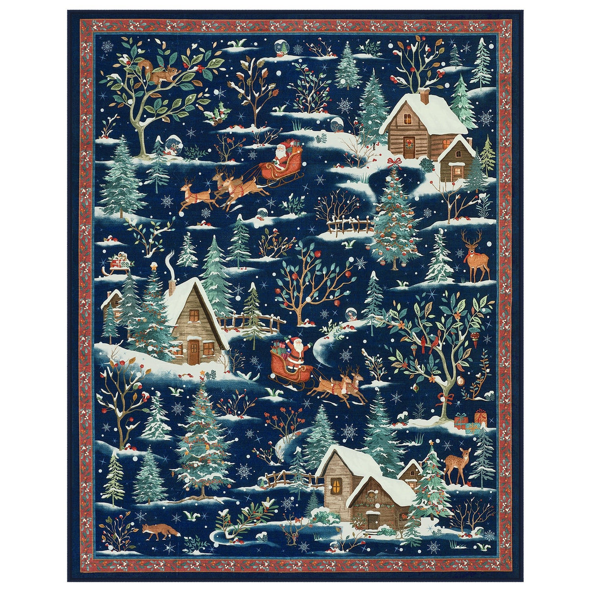 Christmas Snow Forest Washable Area Rug, Soft Holiday Scene Non-Slip Indoor Rug for Living Room Bedroom, Oeko-Tex Certified