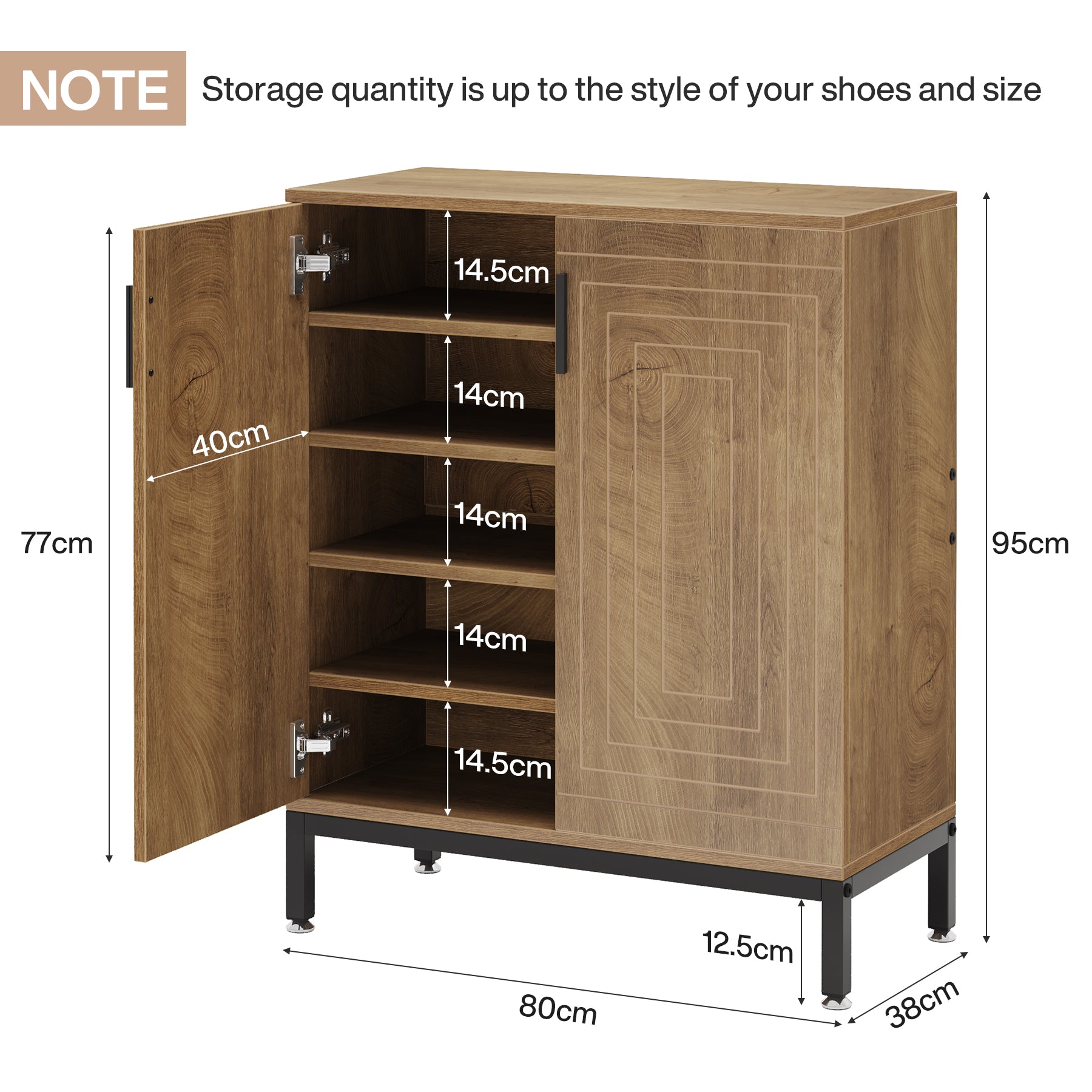 31.49" Shoe Cabinet with Doors for 20 Pairs, 5 Tier Modern Freestanding Shoe Storage Organizer