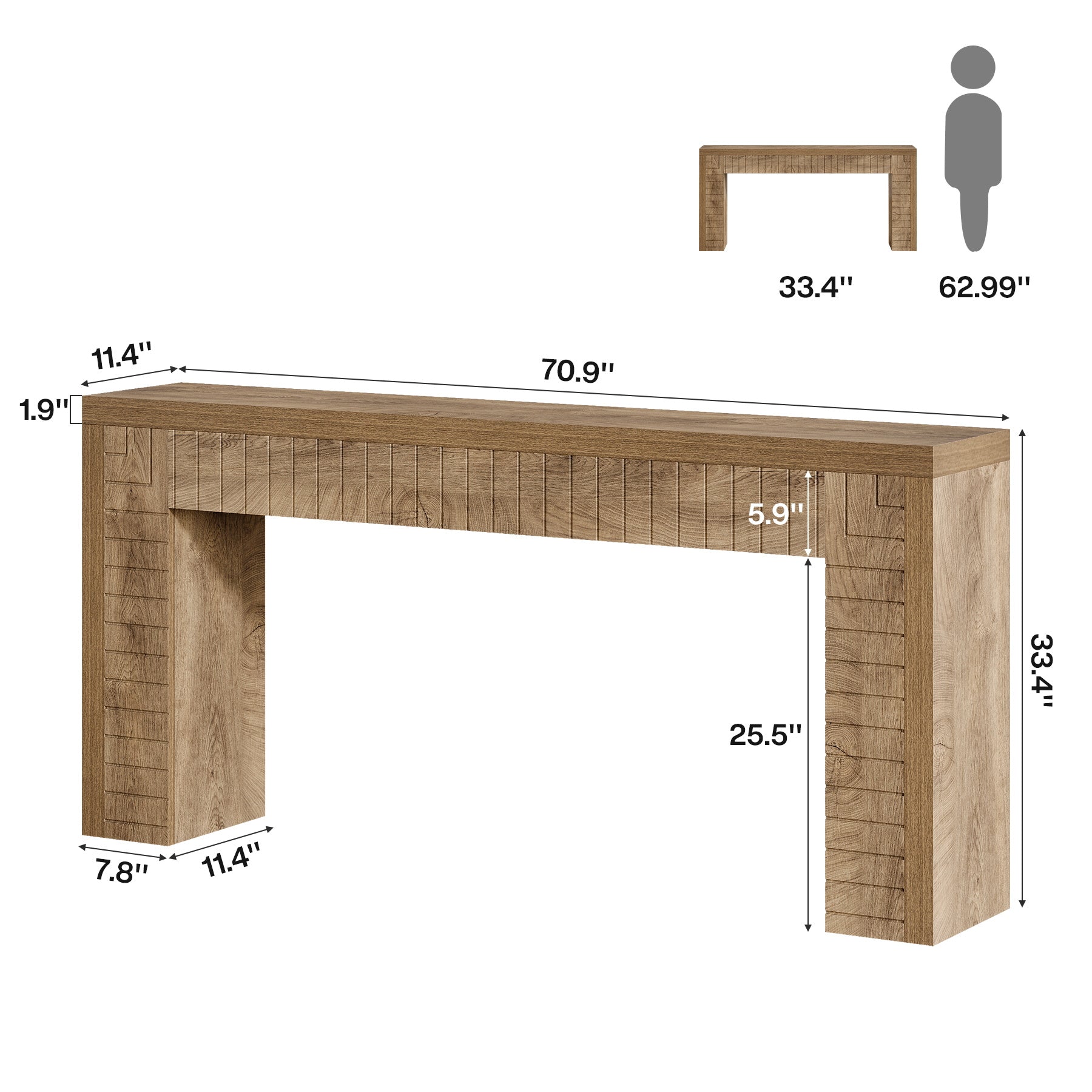 70.9" Long Console Table, Narrow Sofa Table Behind Couch