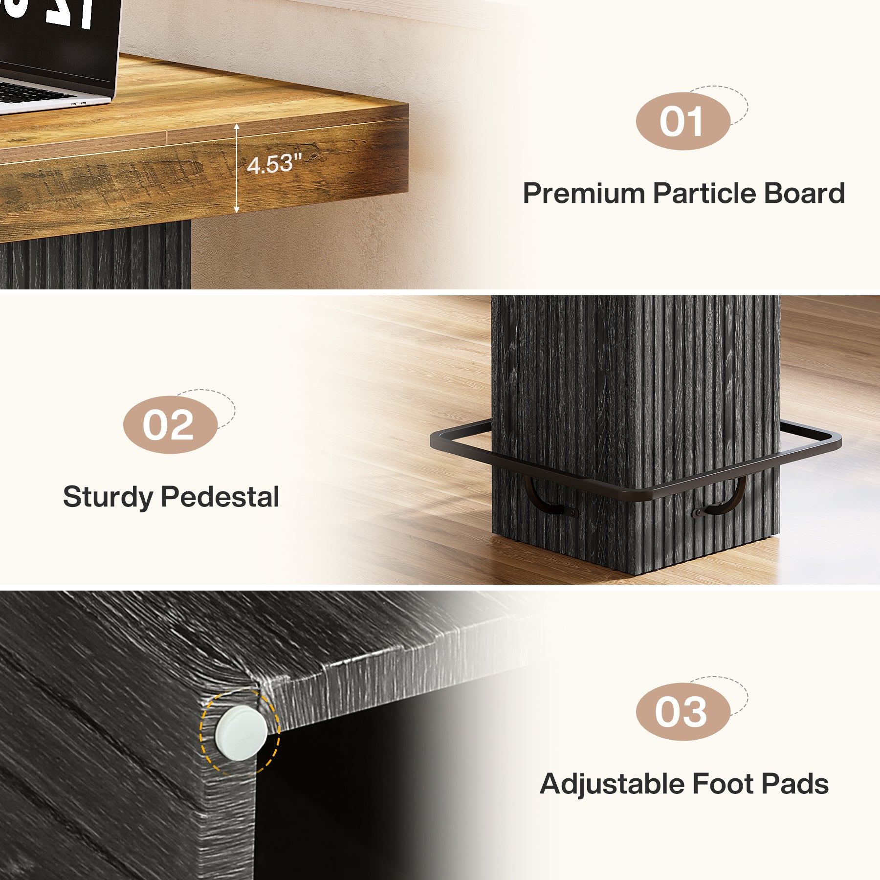 31.5" Bar Table, Square Dining Table Counter Height Table with Metal Footrest