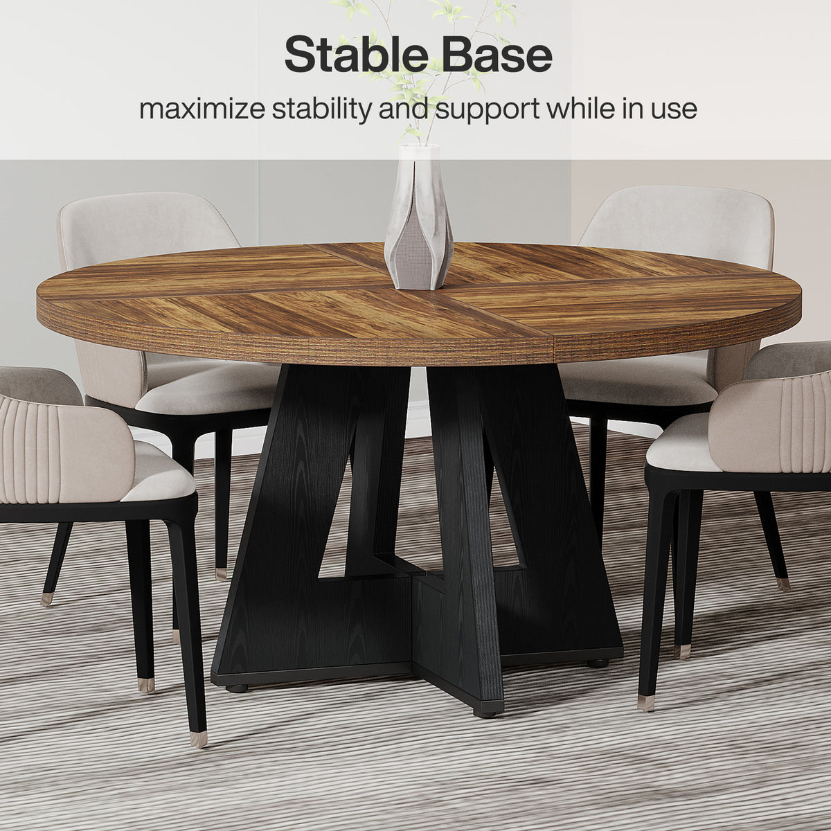 Tribesigns 47-Inch Round Conference Table for 4-6 People, Wooden Base and Thickened Top