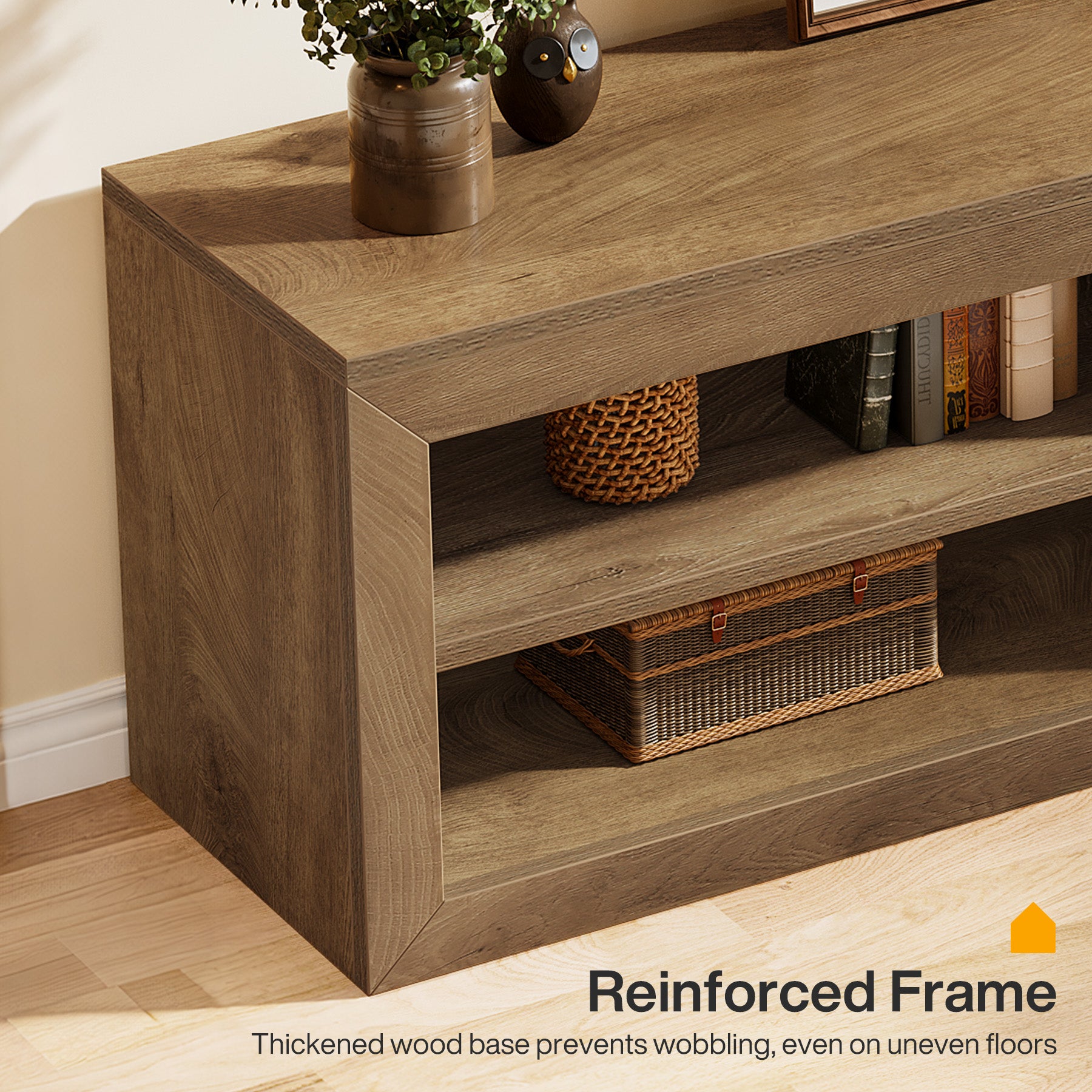 55" TV Stand for TVs up to 65", Modern Entertainment Center with 4 Open Shelves