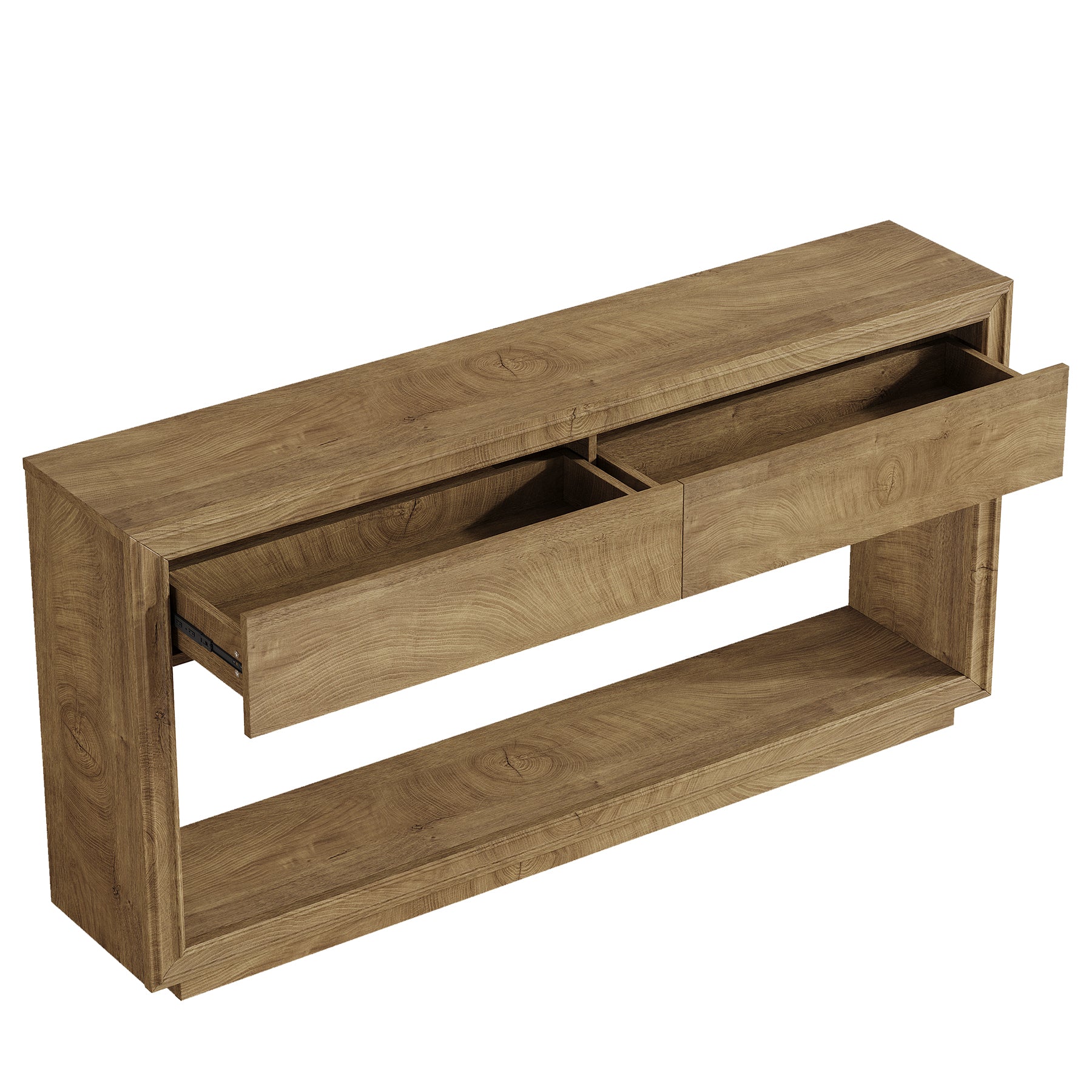 63" Farmhouse Console Table with 2 Drawers and Shelf, Wooden Entryway Sofa Table for Hallway, Foyer, or Behind Couch