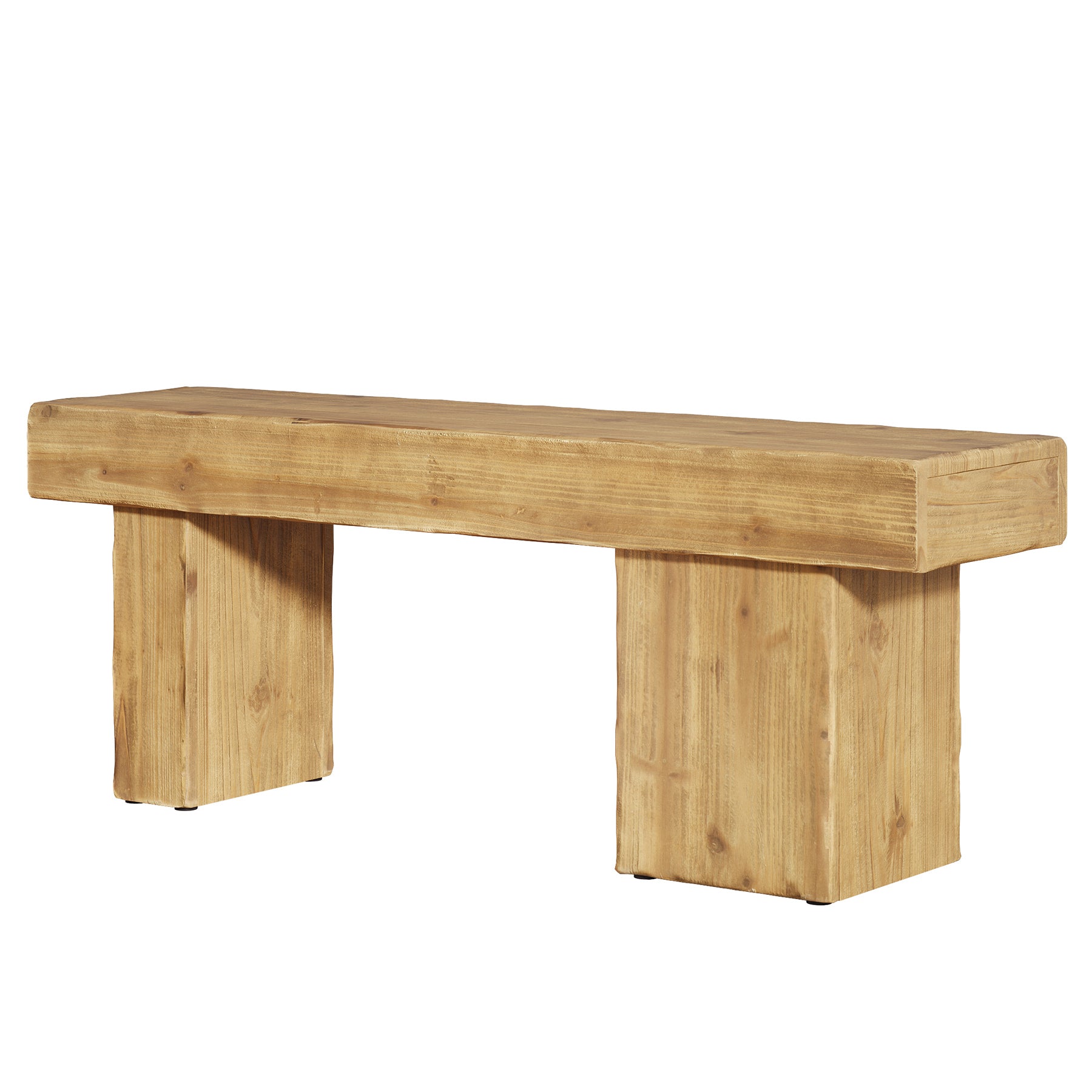 Solid Wood Bench, 47" Farmhouse Entryway Bench with Artistic Legs