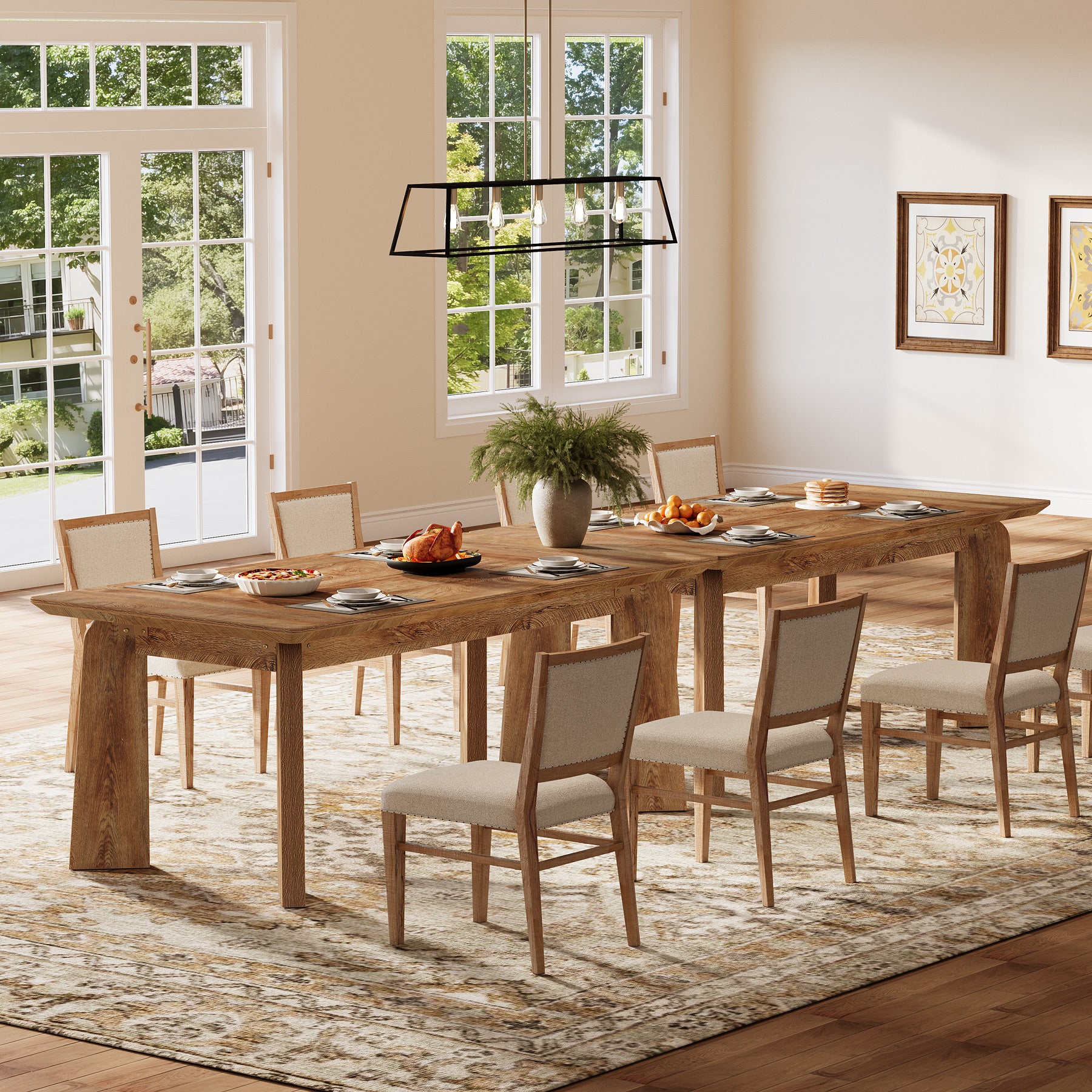 62" Dining Table, Rustic Kitchen Dinner Table for 4 - 6 Tribesigns