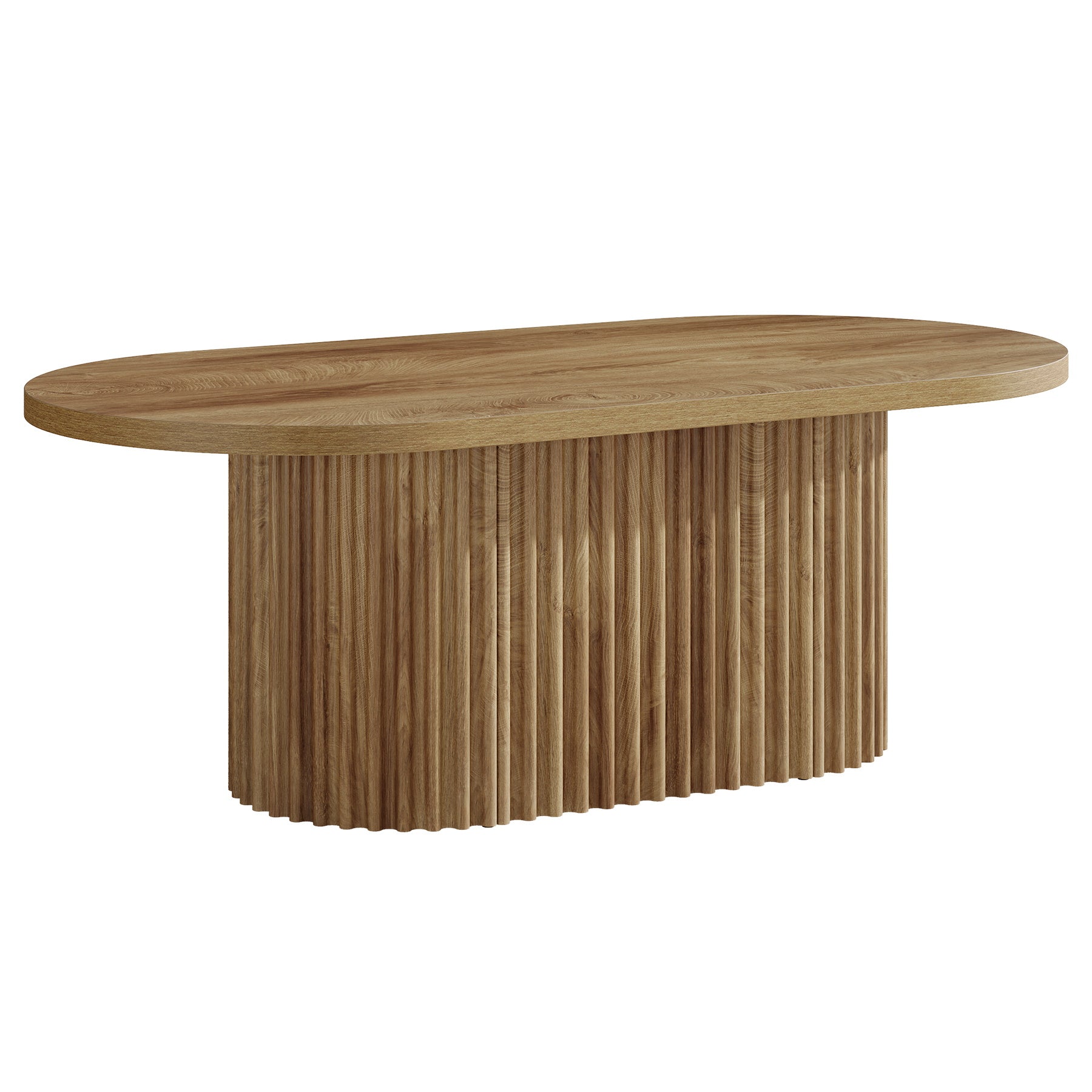 47.2" Oval Coffee Table, Farmhouse Center Table with Fluted Design