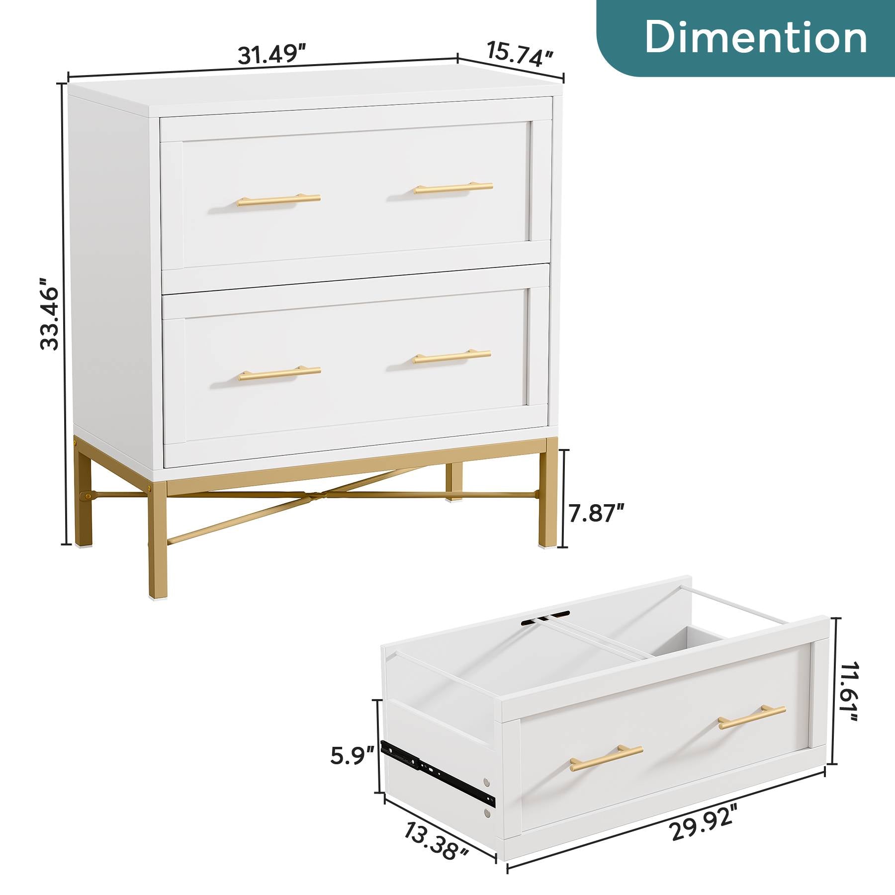 2-Drawer File Cabinet, Lateral Storage Cabinet Printer Stand