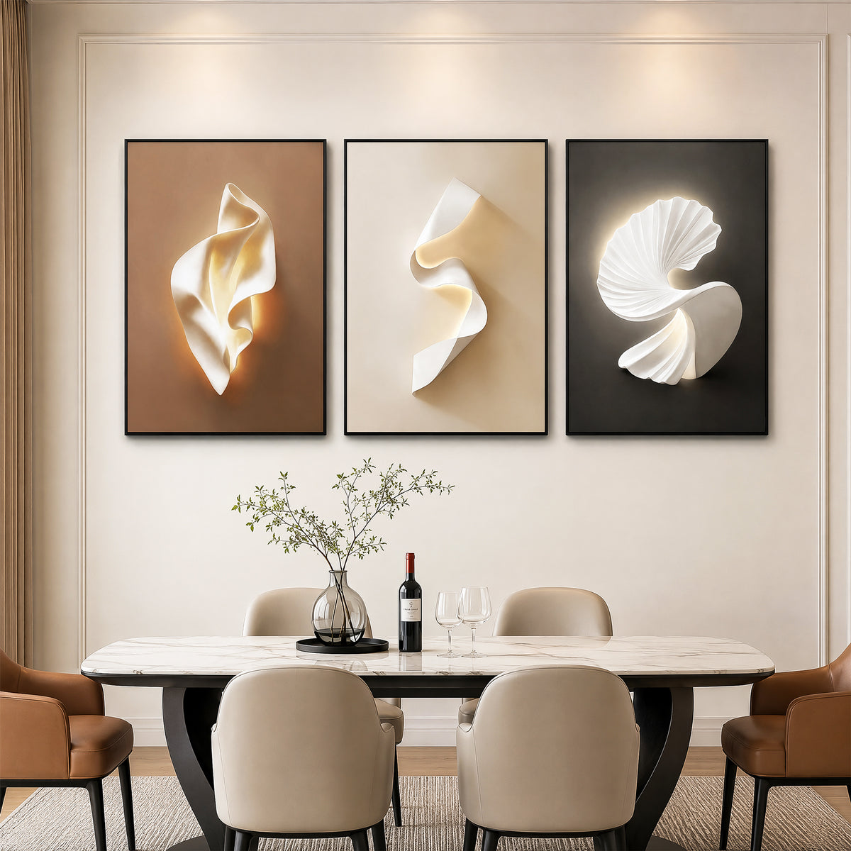 Tribesigns Large Framed Abstract Wall Art for Living Room, 24" Wx36" H Set of 3