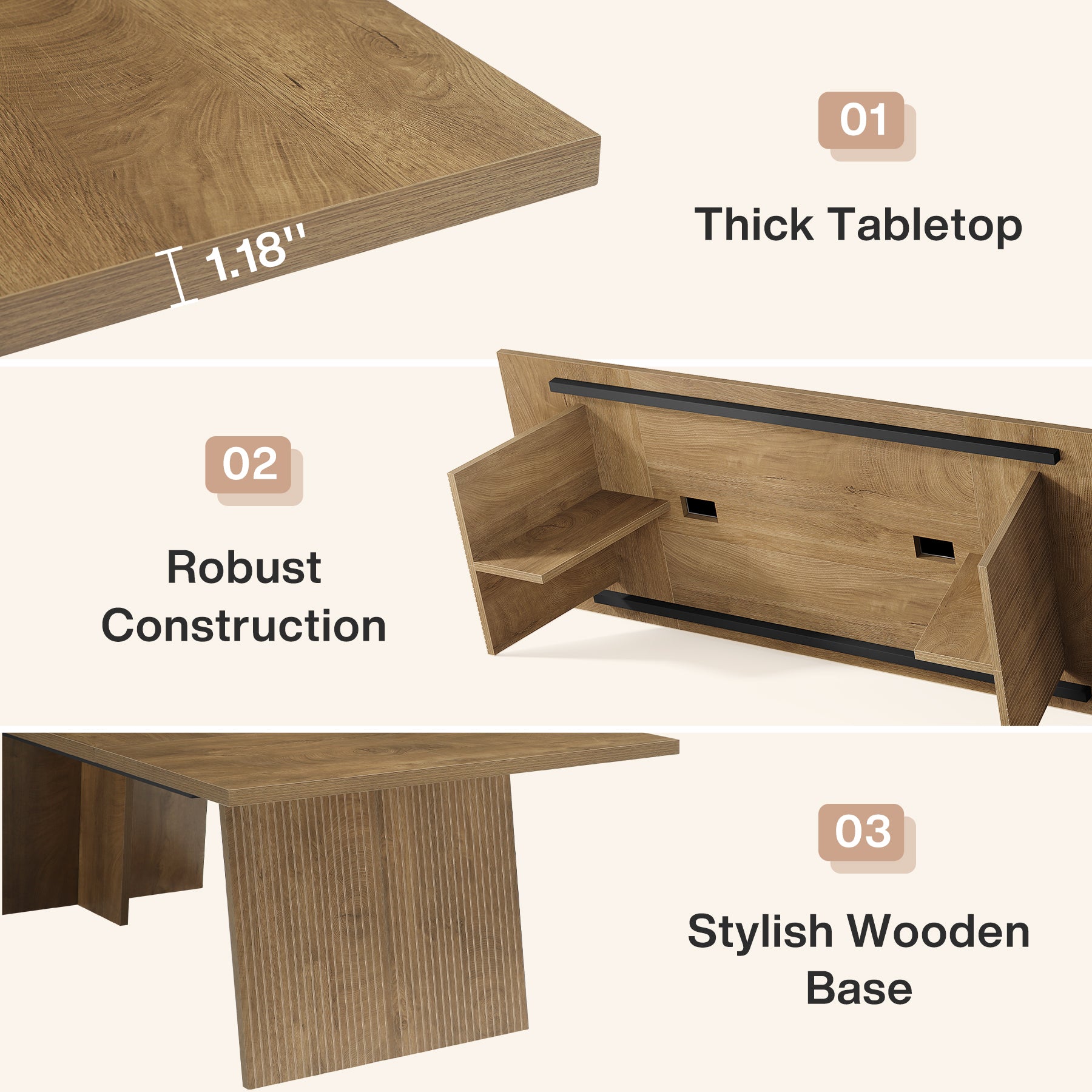 94.5" Conference Table, 8FT Meeting Desk with Cable Grommet for 10 People