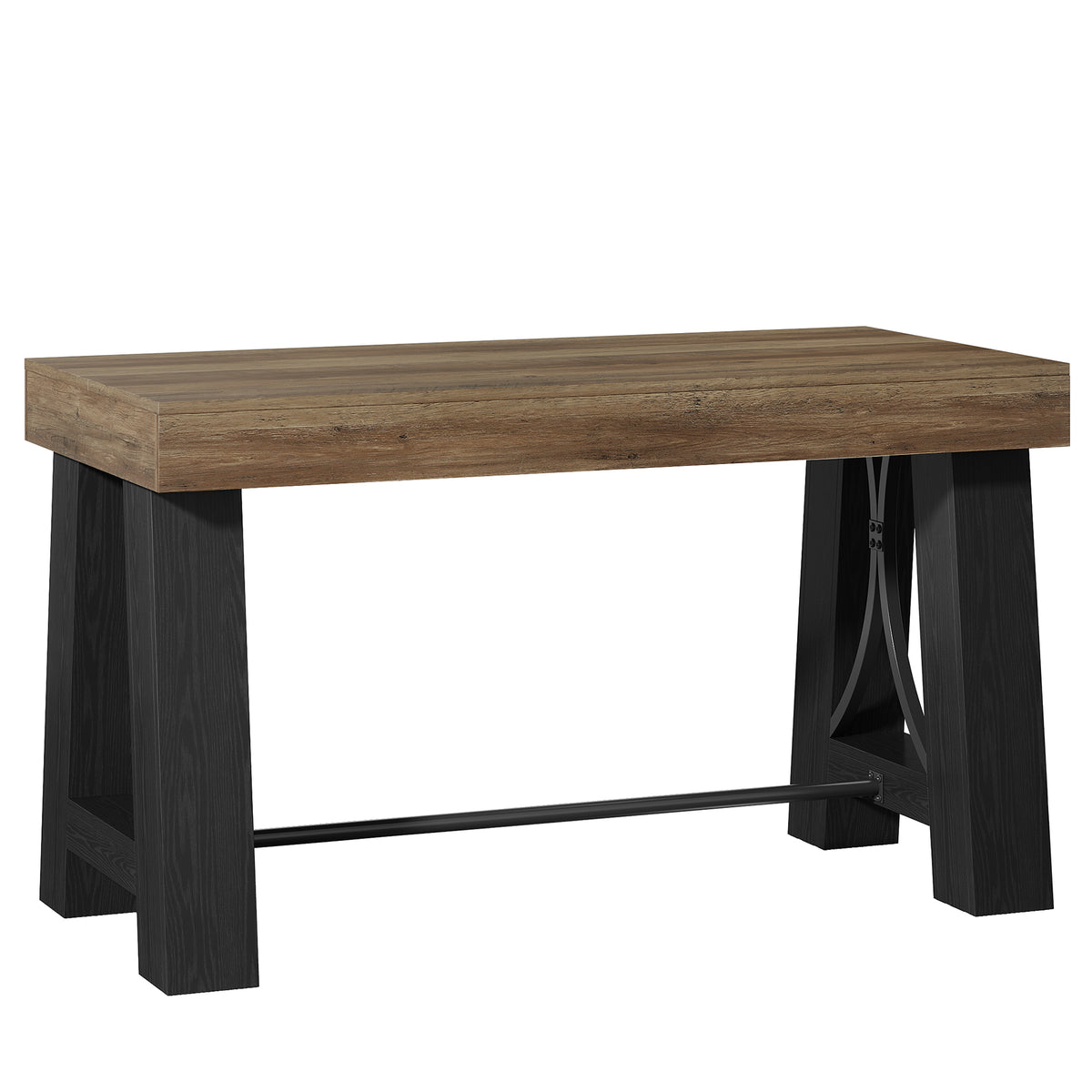 63" Farmhouse Counter Height Table with Footrest, Rectangular High Top Home Bar Kitchen