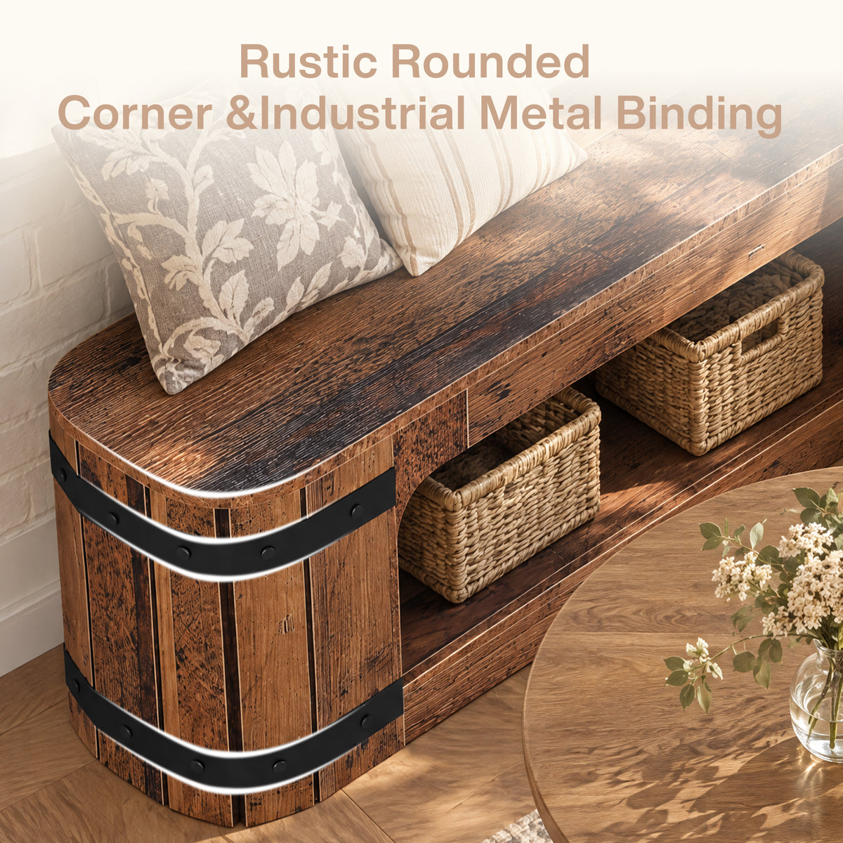 47" L-Shaped Solid Wood Shoe Storage Bench, Corner Entryway Shoe Organizer