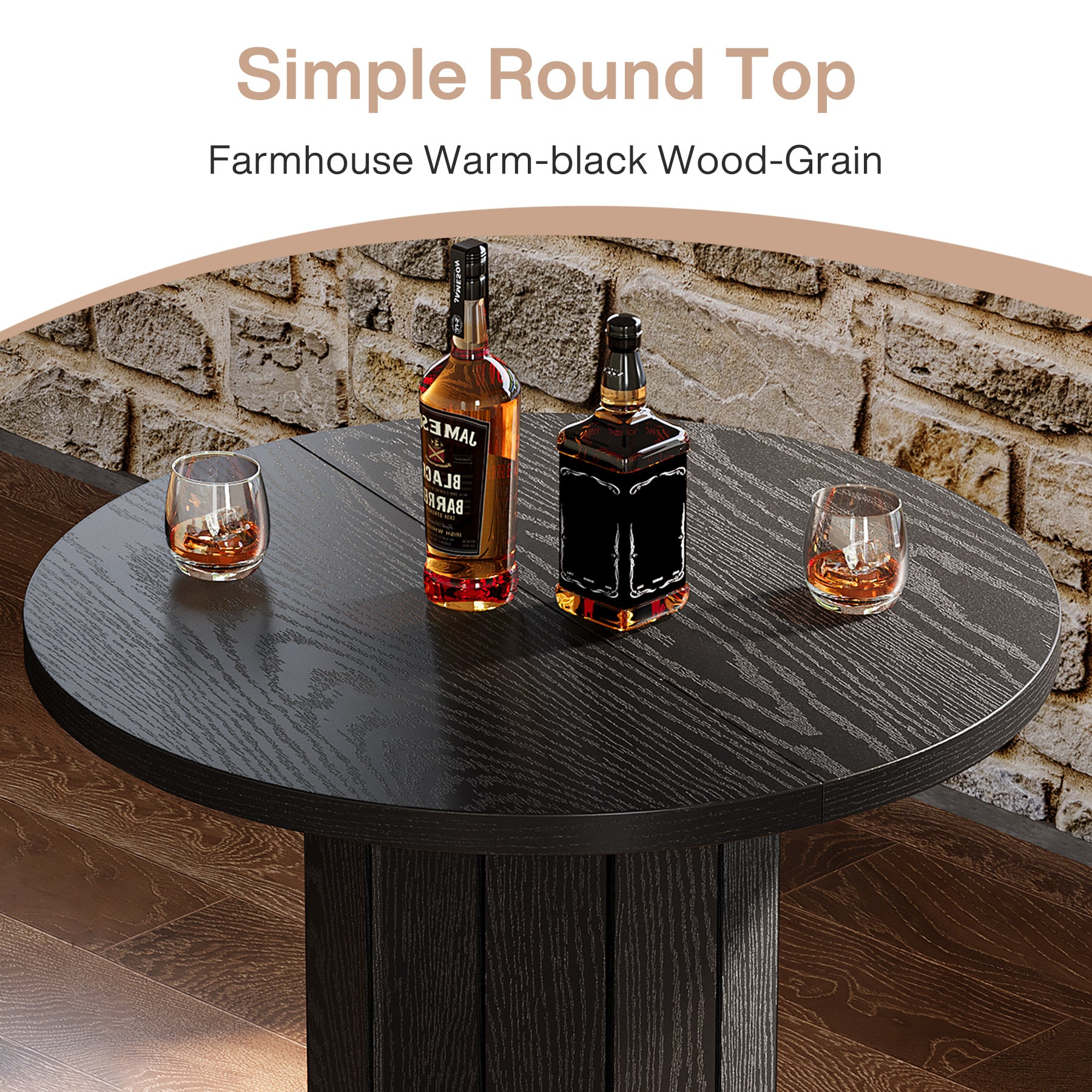 31" Bar Table, Round Bistro Pub Table with Footrest for Dining Coffee Cocktail(Only Table)