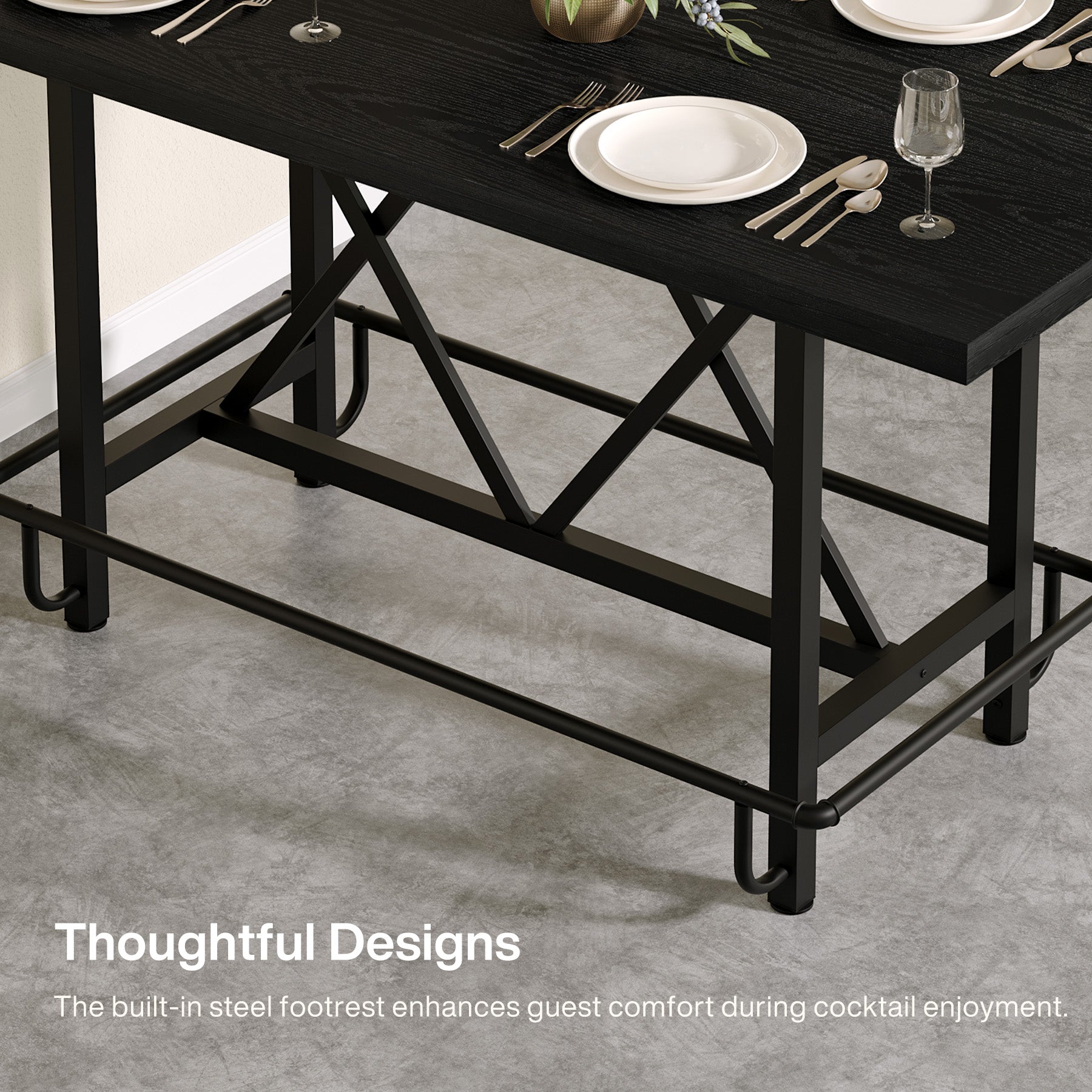 62.99" Counter Height Bar Table, Rectangular Farmhouse Pub Table for Kitchen or Dining Area