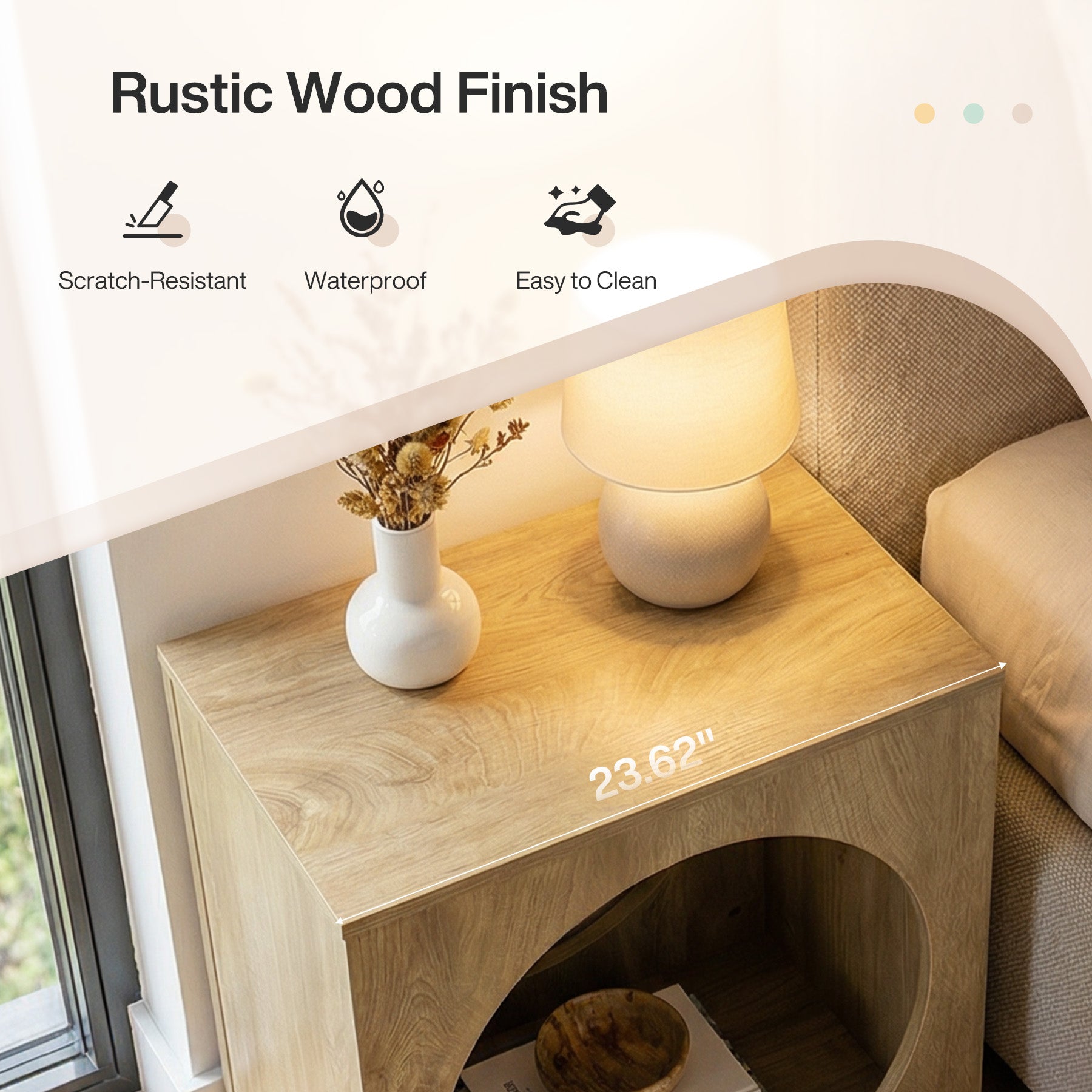 23.62" Modern Wooden End Table, 2-Tier Rectangular Side Table