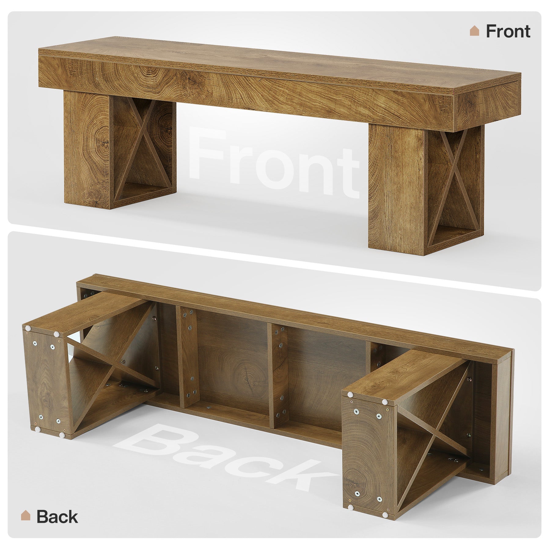 55" Entryway Bench, Farmhouse Shoe Bench Indoor End of Bed Stool