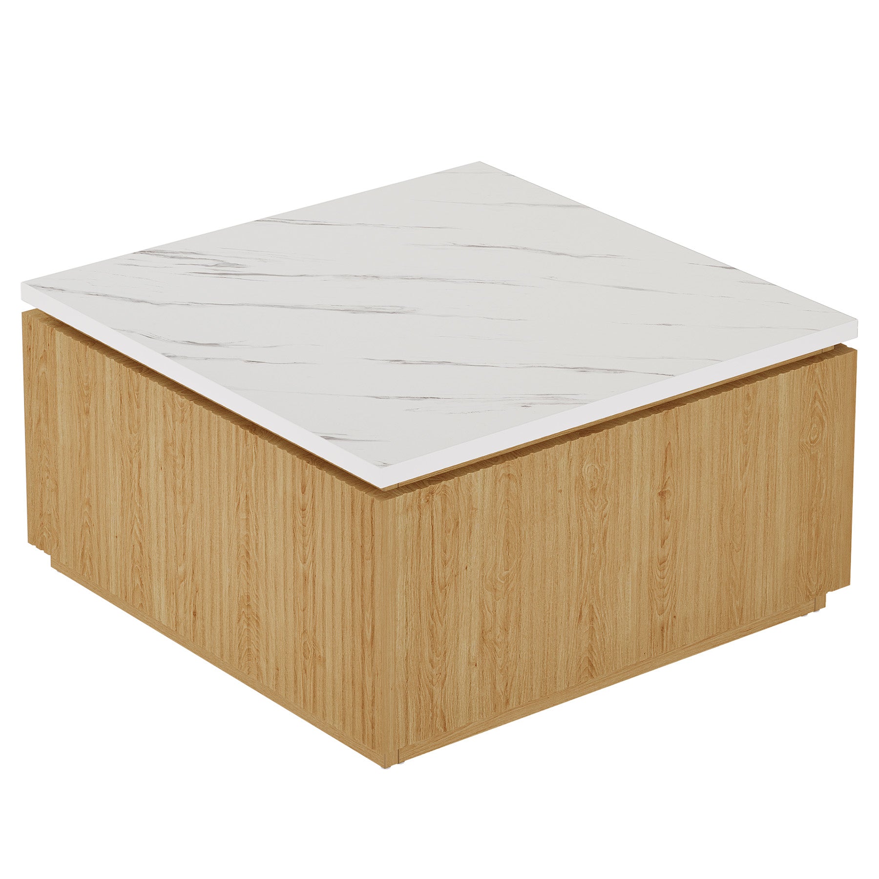 31.5" Square Coffee Table, Modern Center Table with Faux Marble Top