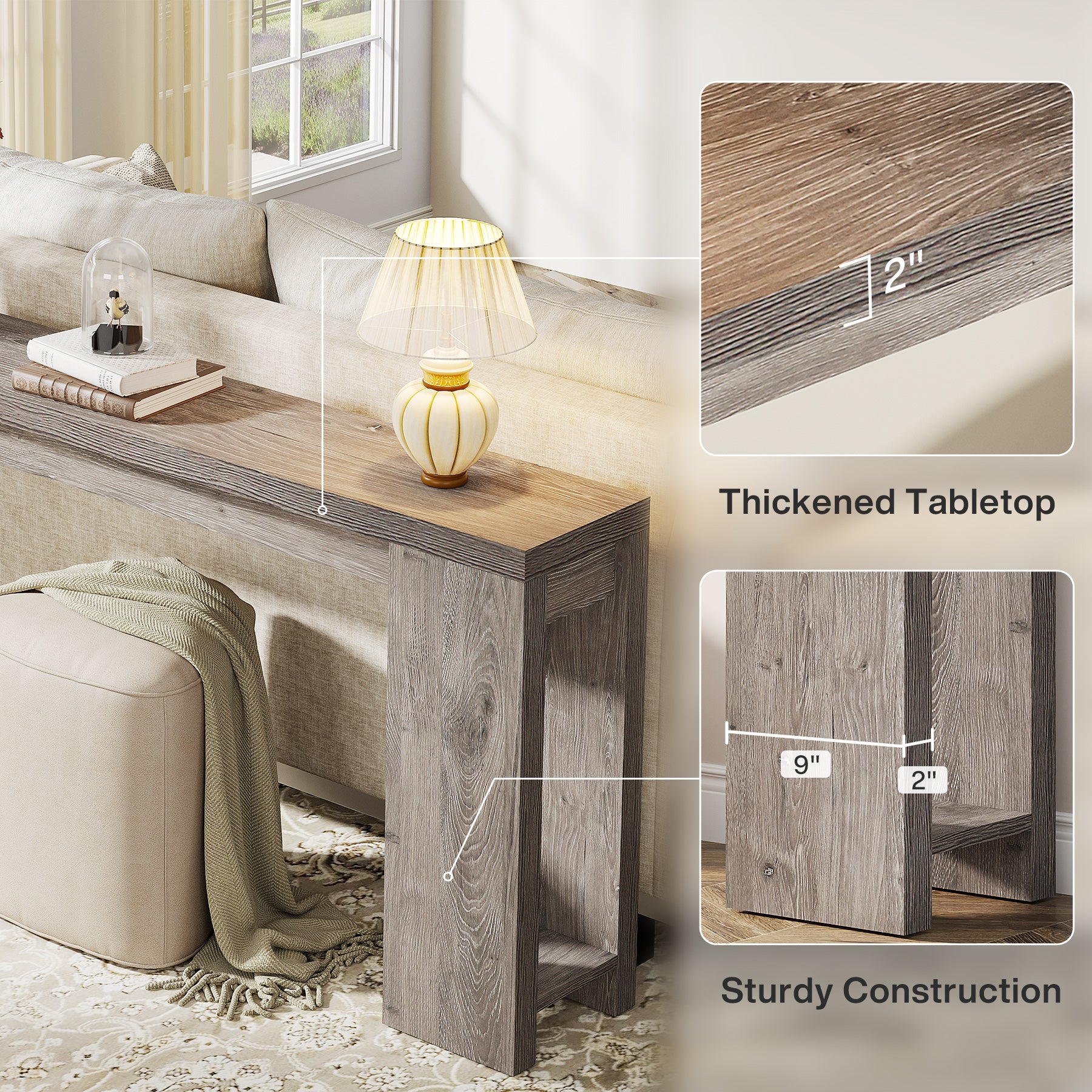 Tribesigns 70.9" Extra Long Console Table, Farmhouse Narrow Sofa Table for Entryway