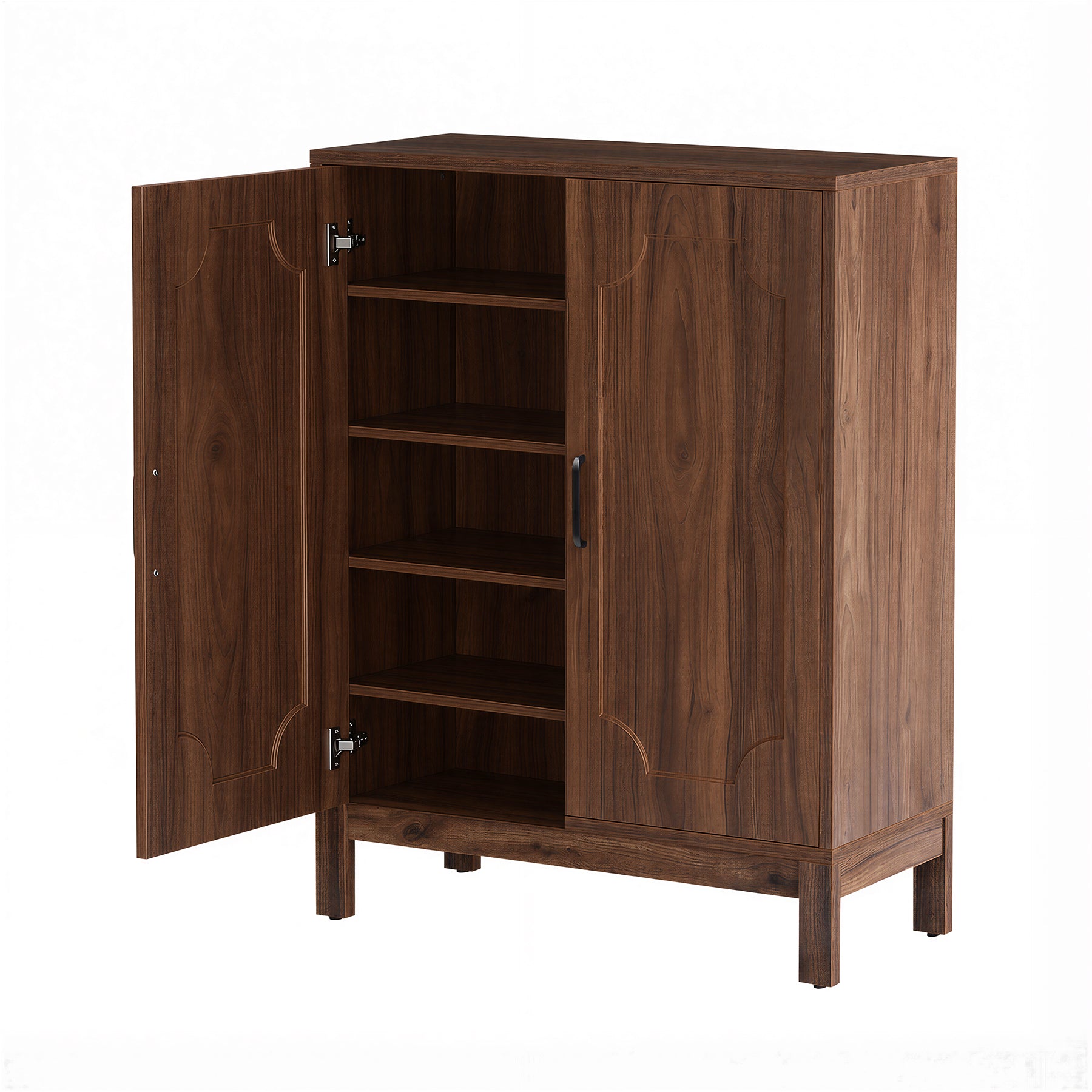 5-Tier Shoe Cabinet, Farmhouse Shoe Storage Organizer with Doors & Adjustable Shelves