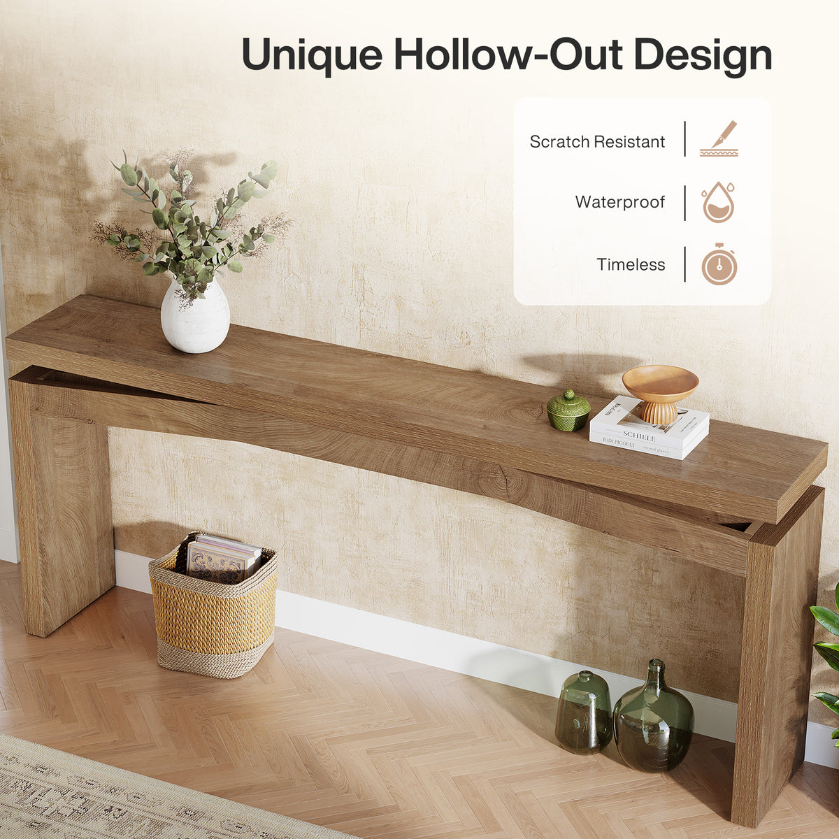 63" Narrow Console Table with Thick Tabletop, Entryway Sofa Table