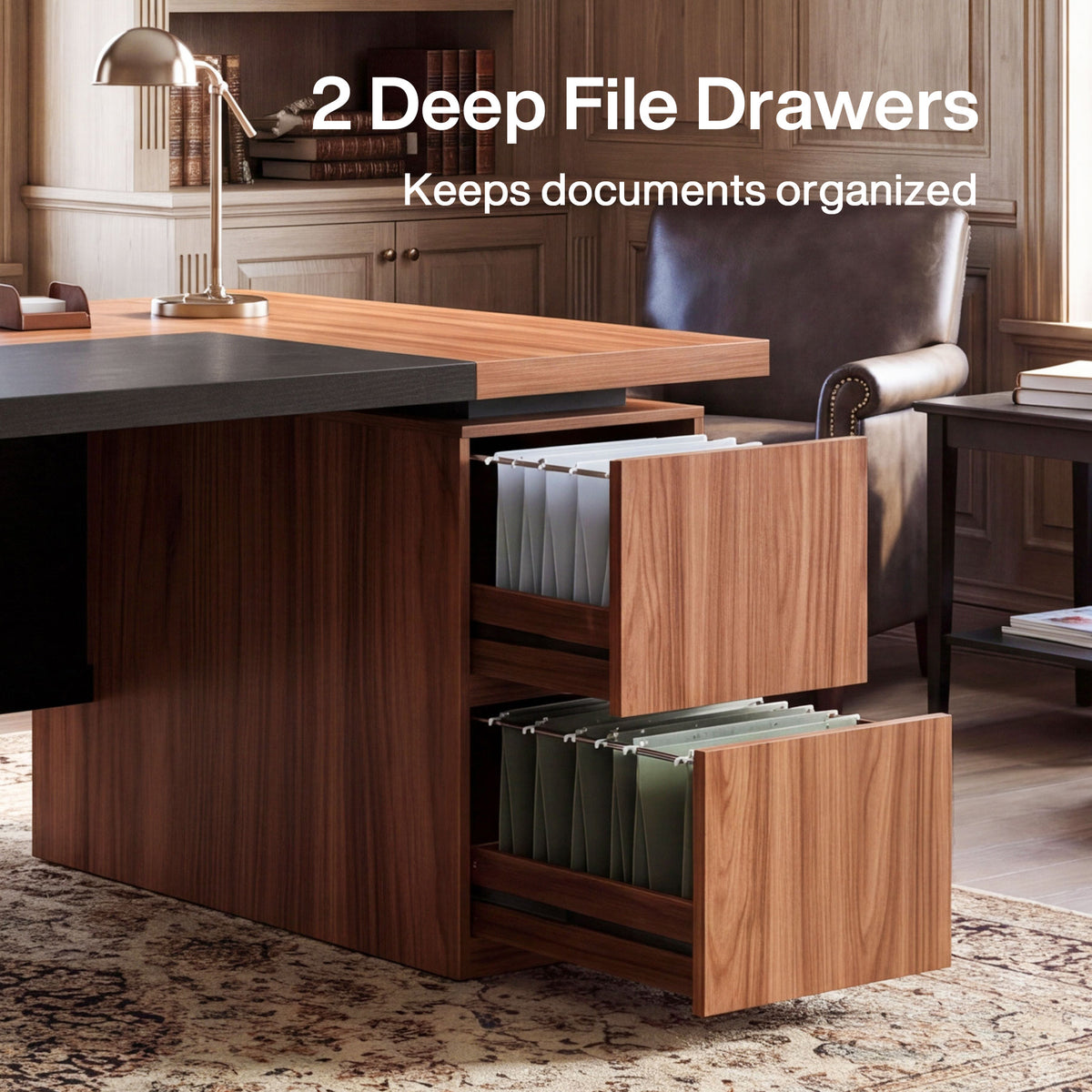 102.3" Large Executive Desk, Oversized Office Desk with Storage Cabinet, File Drawers & CPU Tower