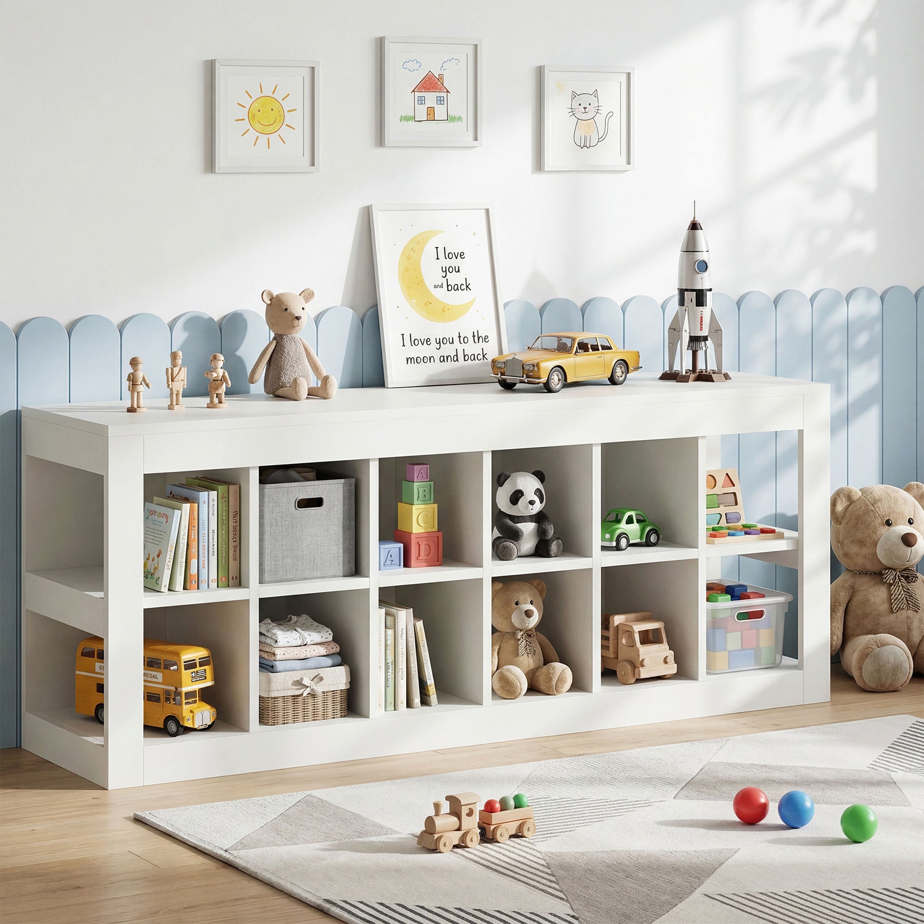 52.36" 12 Cube Organizer Bookcase, 2-Tier Open Shelf Storage for Living Room Bedroom Office