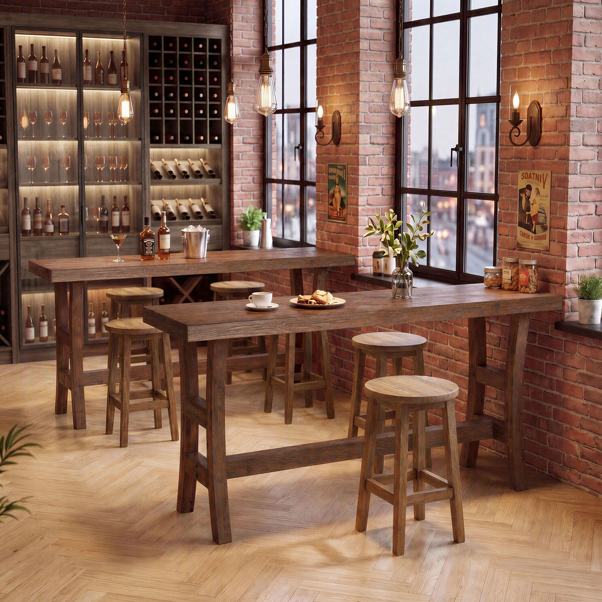 Tribesigns 63-Inch Bar Table, Solid Wood Counter Height Pub Table for Kitchen Dining Bistro (Without Chair)