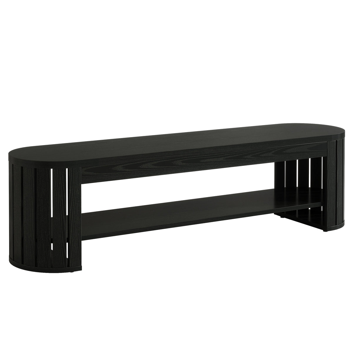 63" Dining Bench, Farmhouse Kitchen Dining Seat with Arc Vertical Slat Splicing Legs