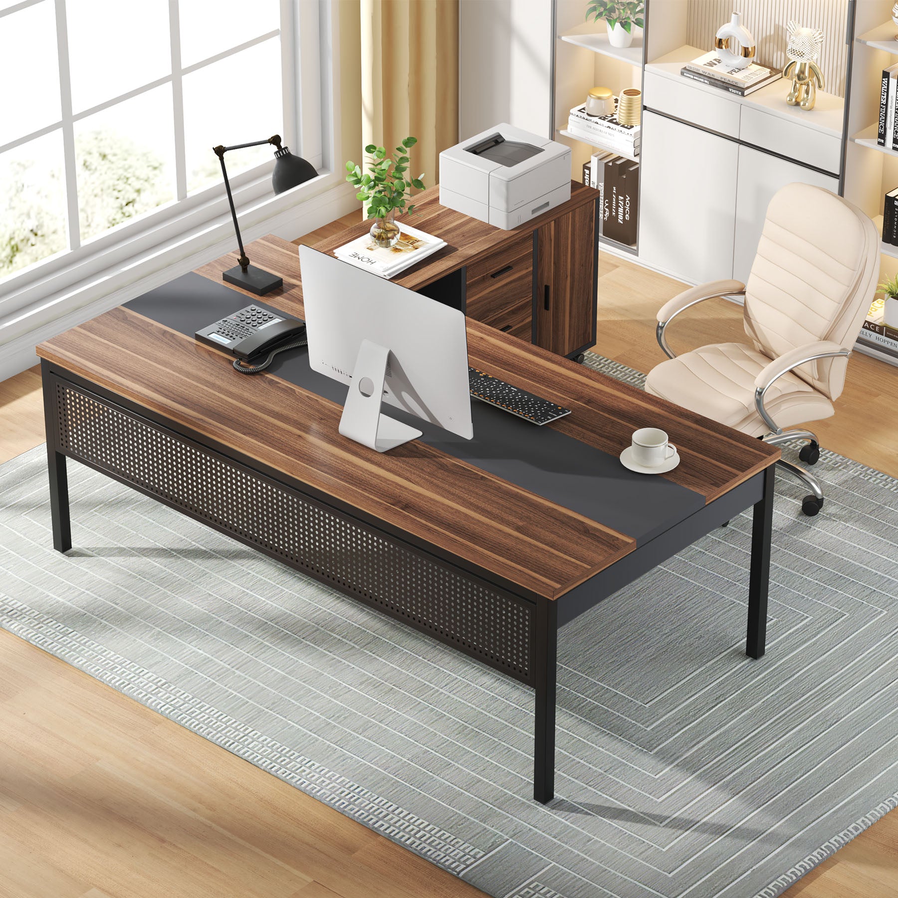 70.8" Executive Desk, Large Computer Desk Home Office Desk