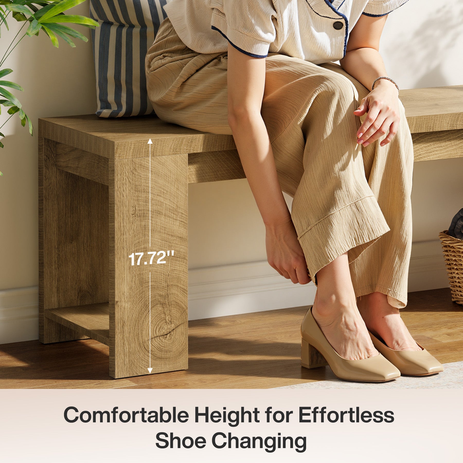 47.2” Entryway Bench, Farmhouse Shoe Bench for Hallway