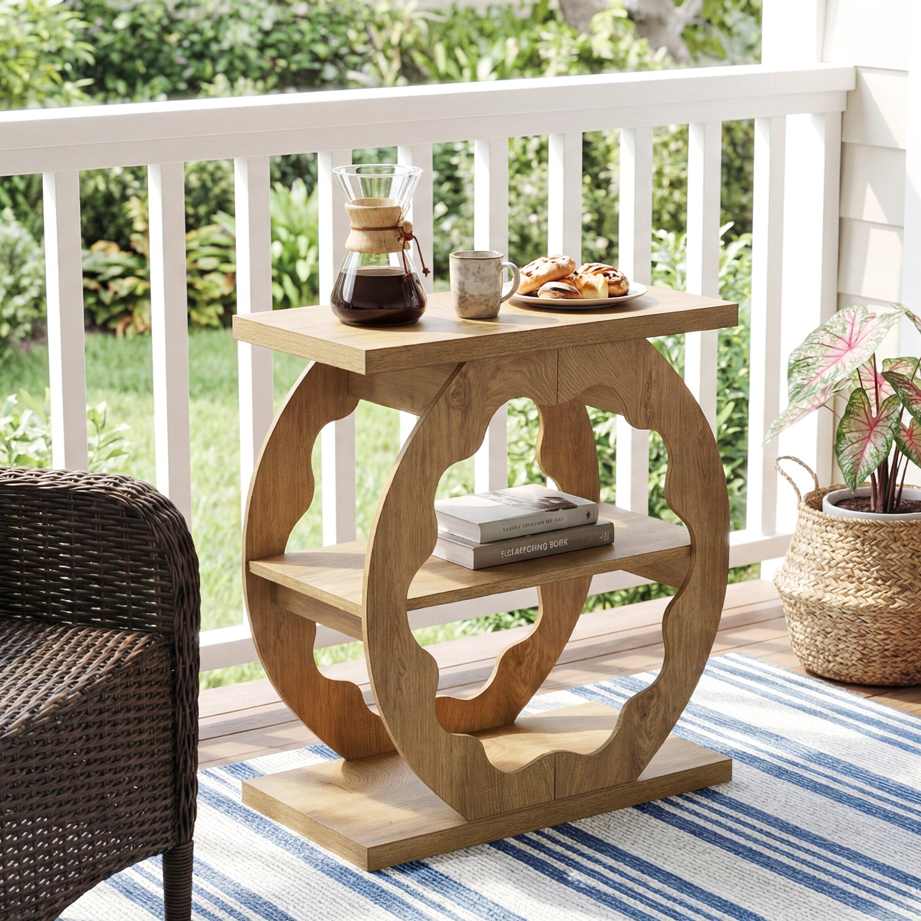 3-Tier End Table with Storage Shelves, Narrow Side Table for Living Room