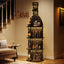75" Wine Rack with Shelves, Round Wine Cabinet with Hanging Goblet Holder (No Lights)