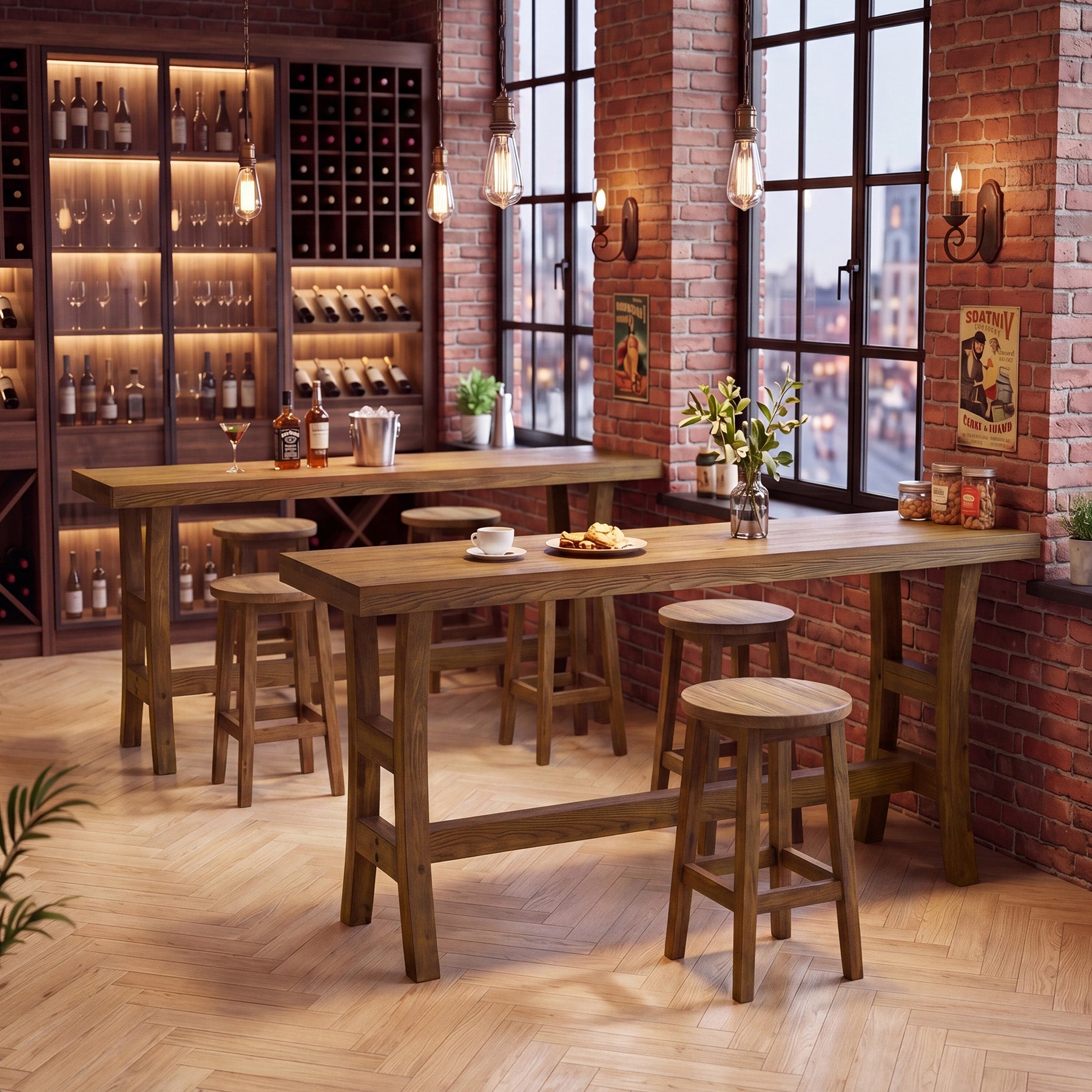 Tribesigns 63-Inch Bar Table, Solid Wood Counter Height Pub Table