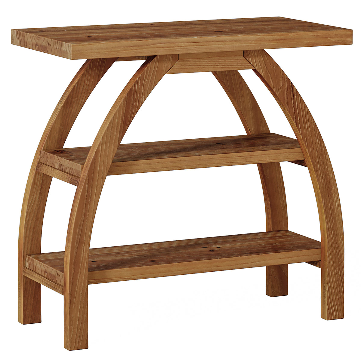 23.6" Solid Wood Nightstand with 3-Tier Shelf, Narrow Bedside Table with Arched Legs