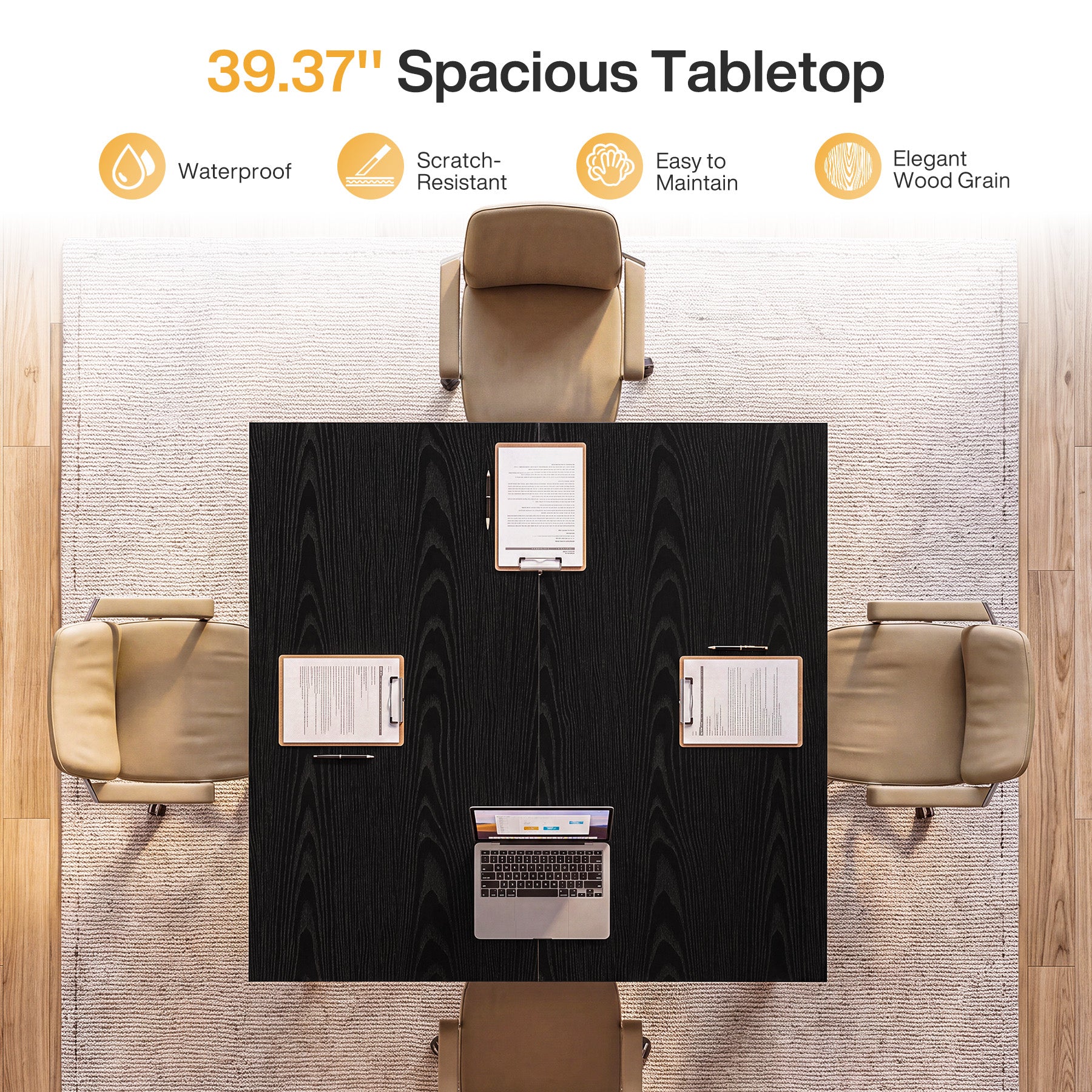 39.4" Square Conference Table, Small Meeting Table Modern Office Desk for Conference Room