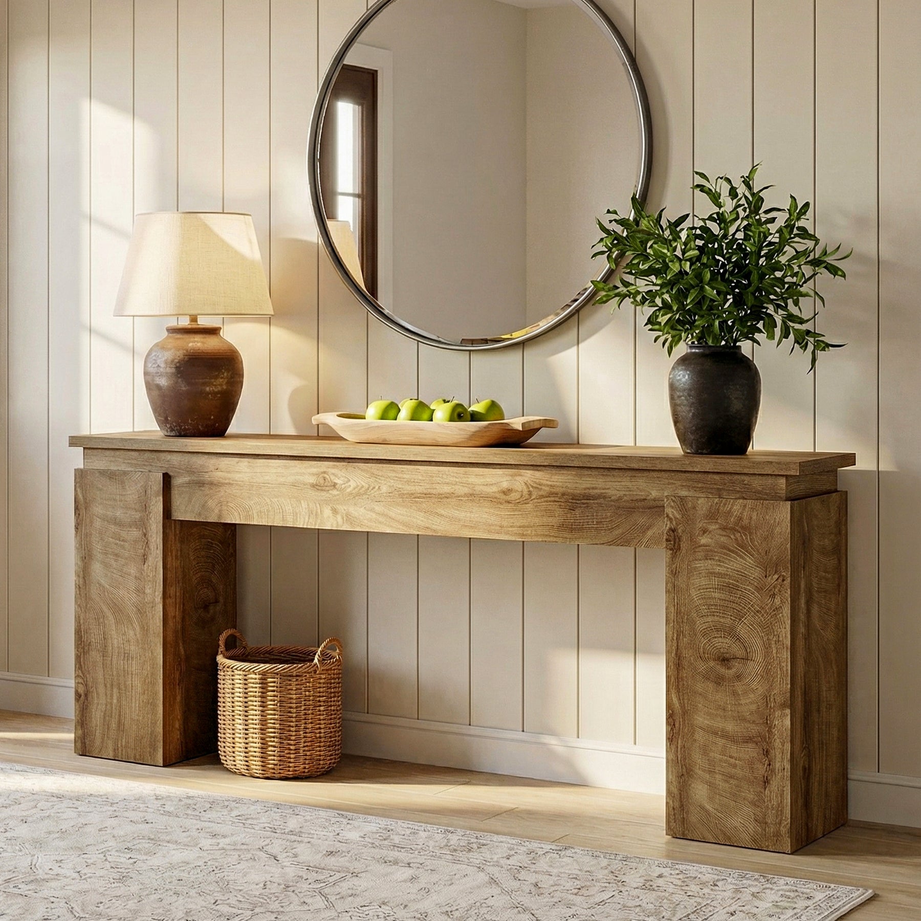 63" Farmhouse Console Table with Open Shelf, Narrow Sofa Table for Entryway, Hallway, or Behind Couch