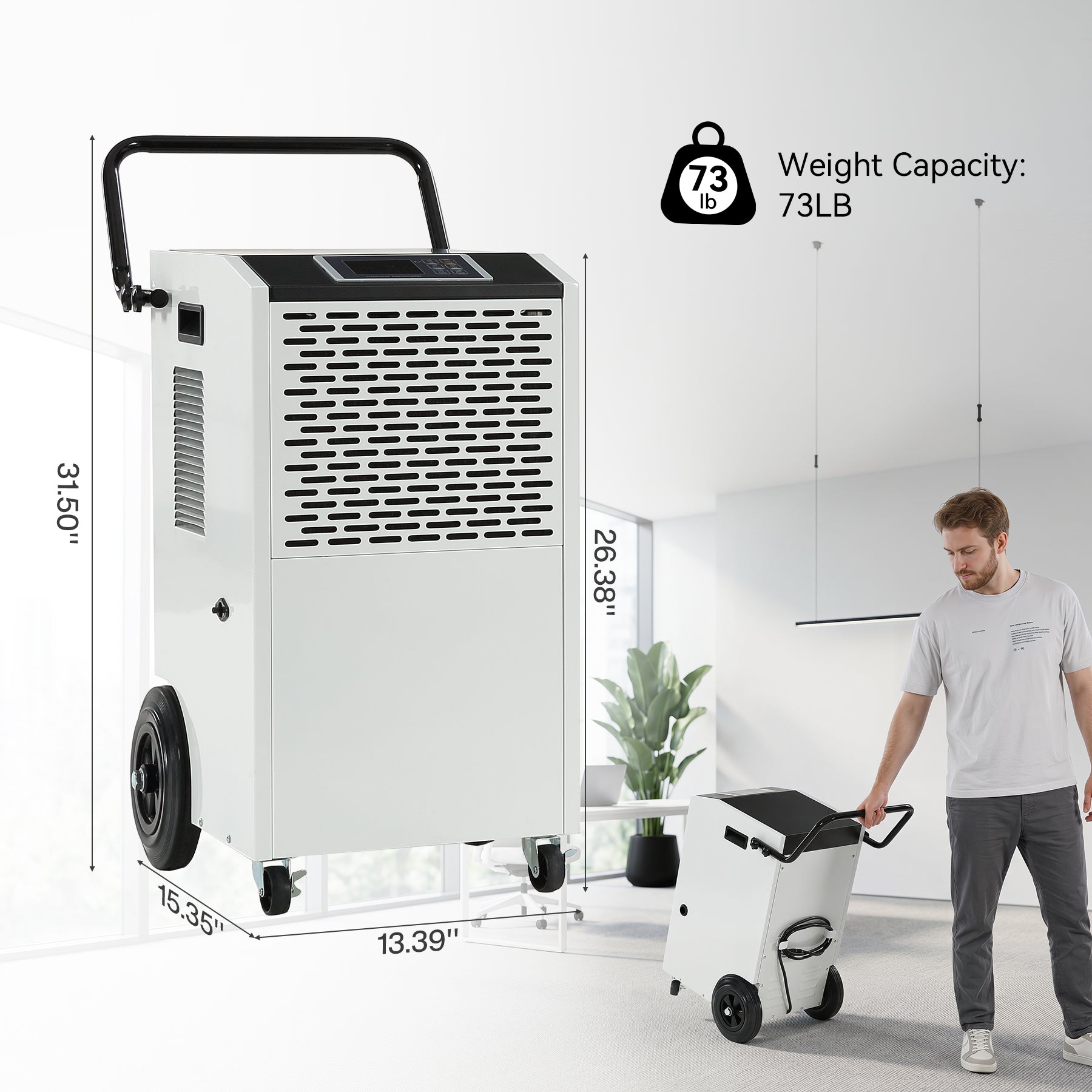 154 Pints Commercial Dehumidifier with Pump & Drain Hose for Up to 7000 Sq. Ft Large Spaces, Auto Defrost