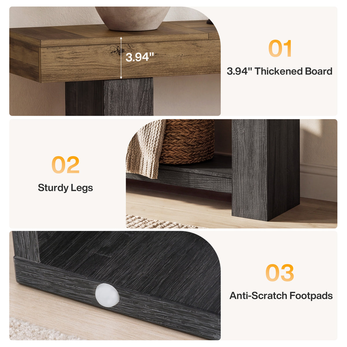 78.75" Console Table, Farmhouse Entryway Sofa Table with Muti-tier Open Shelf