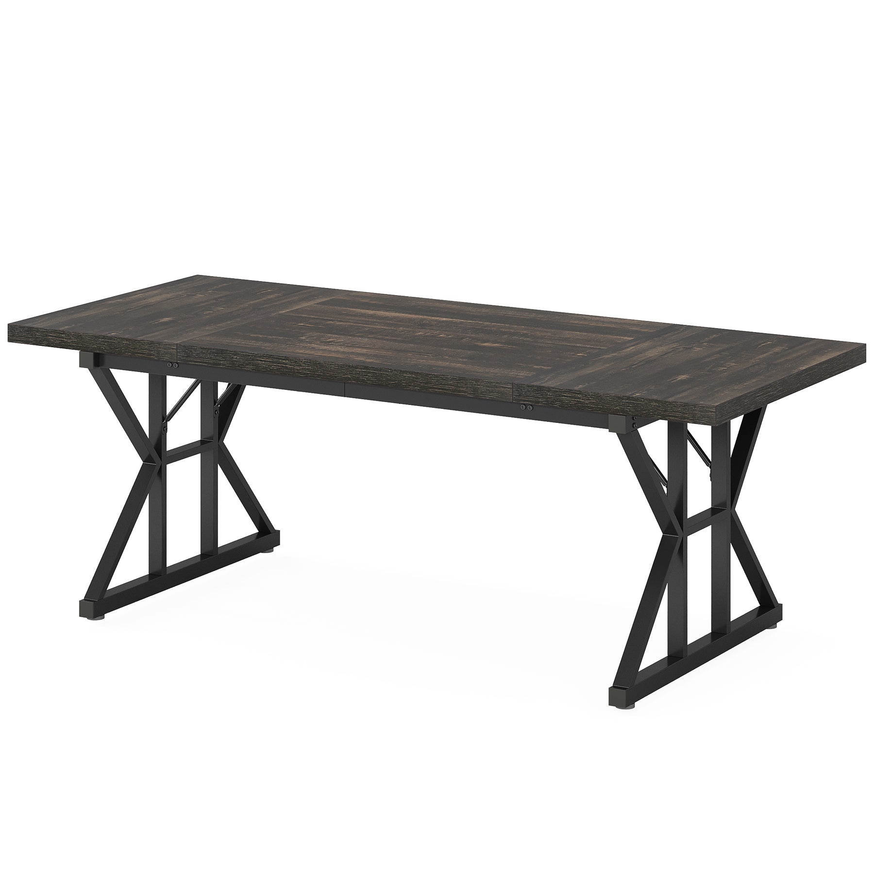70.8" Farmhouse Dining Table for 6, Rectangular Wood Kitchen Table with Metal Legs