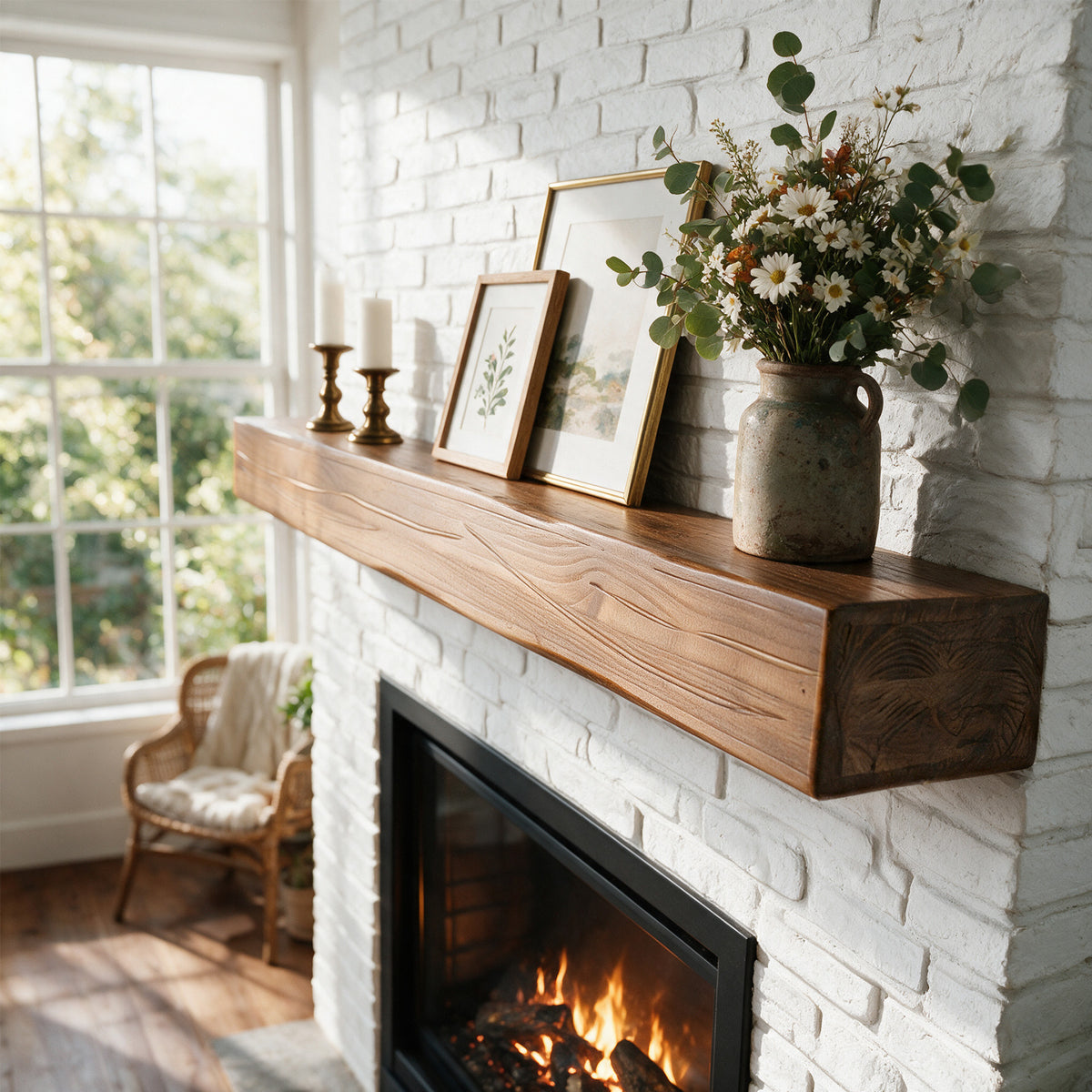 47.2" Solid Wood Floating Shelves for Wall, Set of 3, Embossed Texture, Easy 4-Step Assembly