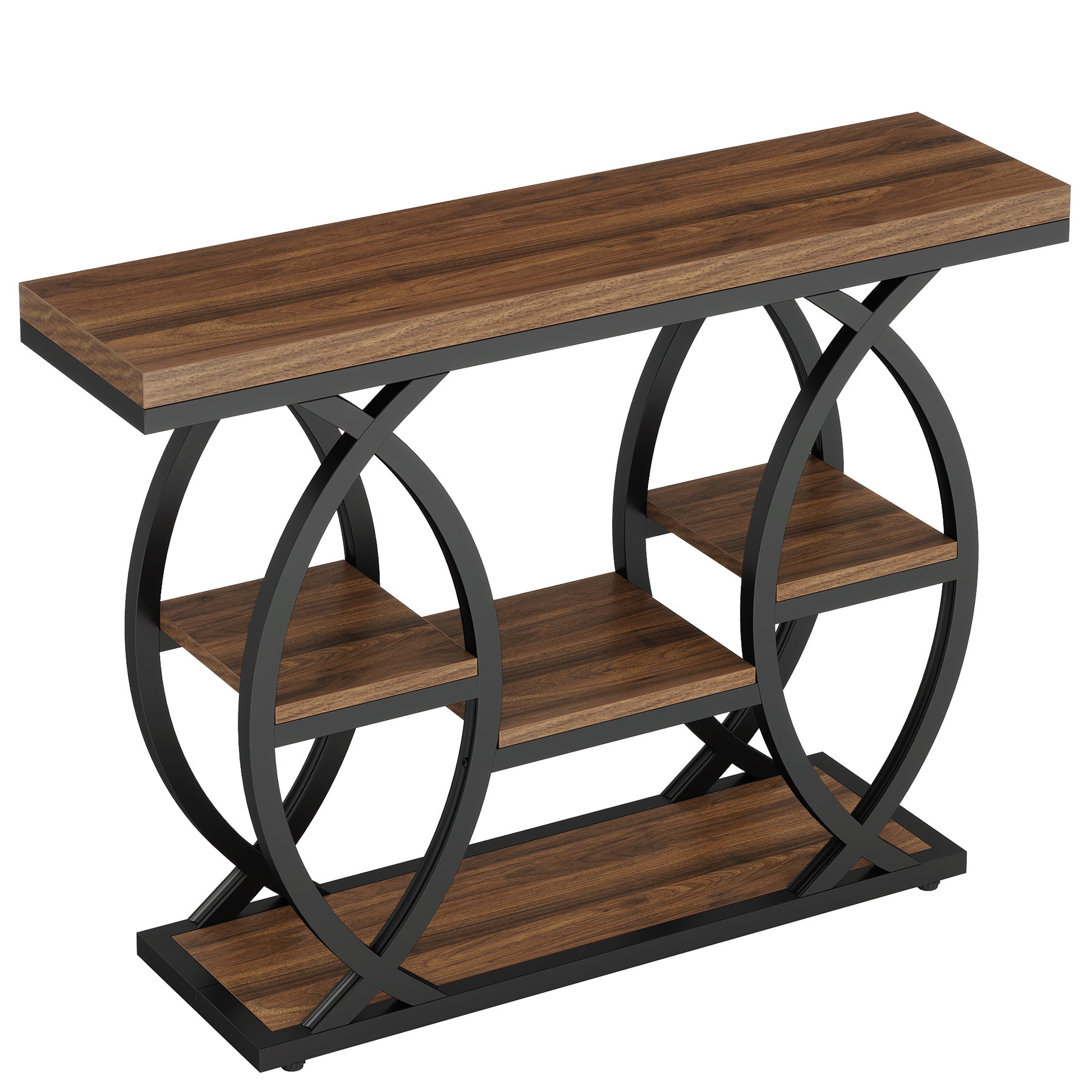 4-Tier Console Table, 39" Sofa Entryway Table with Storage Shelves